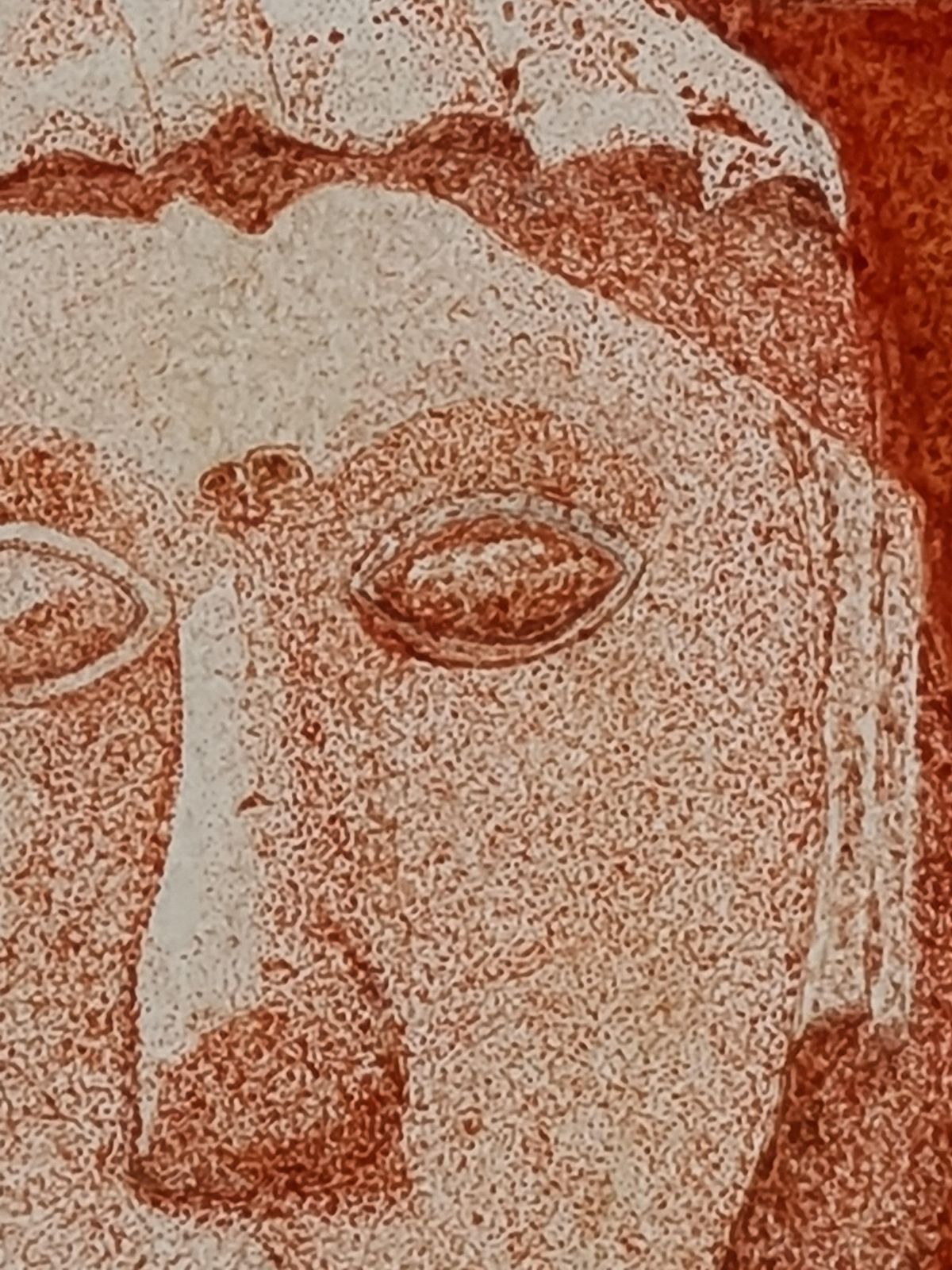377.0 Unknownsanguine Watercolour Study Of A Cubist Head With Floral Painted Mount. photo