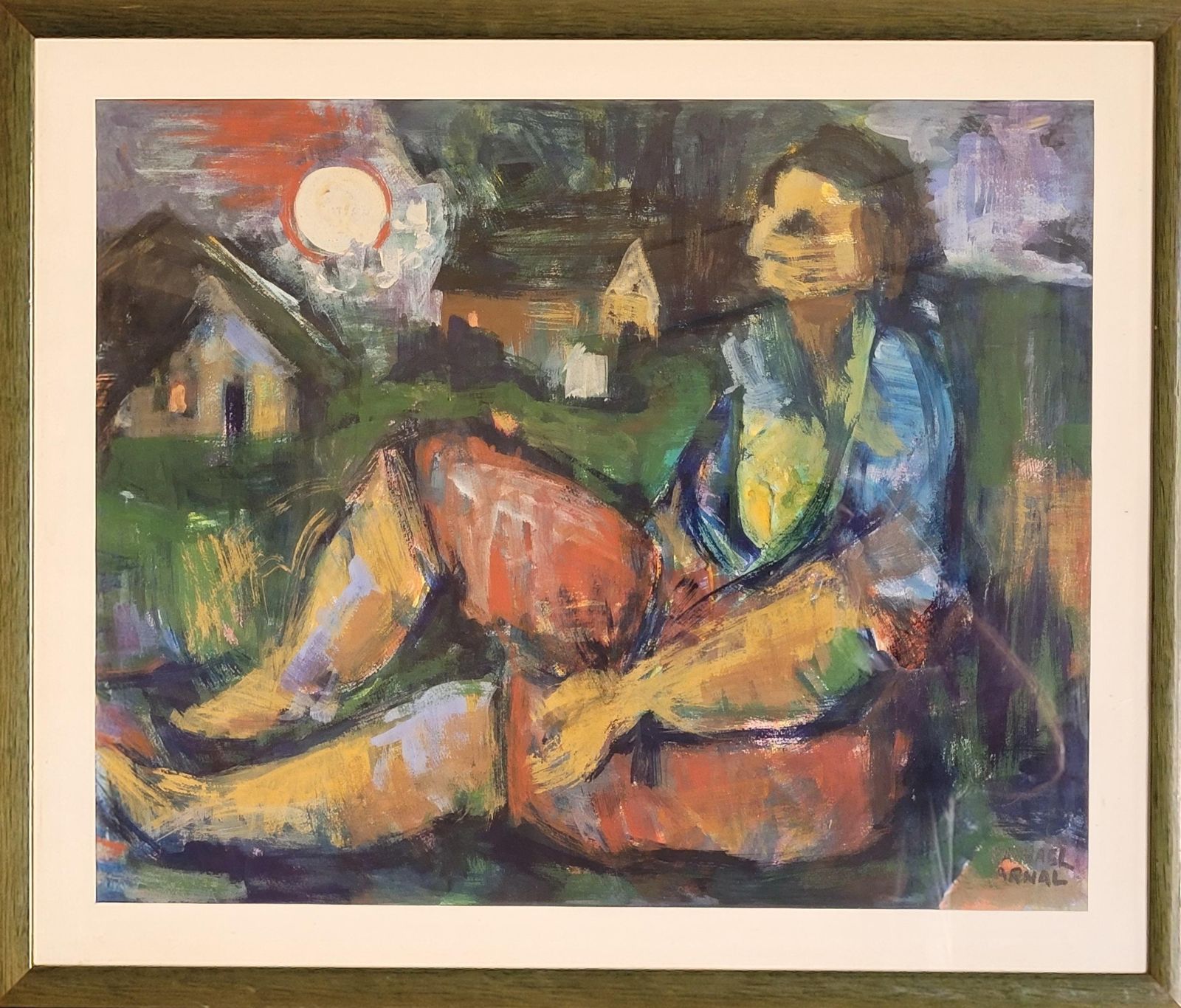 Raphaël Arnal Mid Century French Expressionist Landscape Portrait, La Fermière Normande.1949