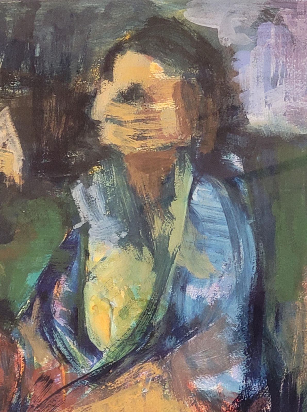 Raphaël Arnal Mid Century French Expressionist Landscape Portrait, La Fermière Normande.1949 photo furniture
