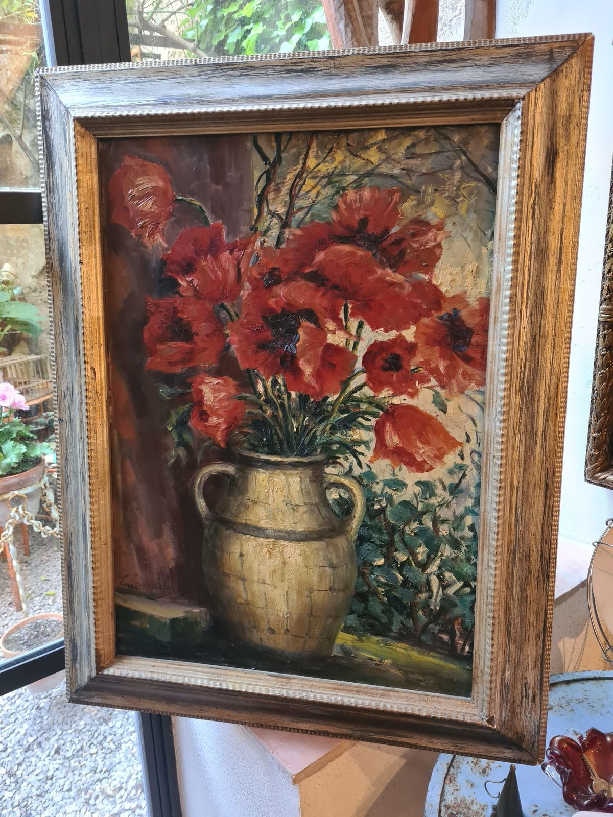 photo buy Eduard Bauer Bredtlarge Naturalist Oil On Board, Papaver Orientale, Poppies In A Vase1927