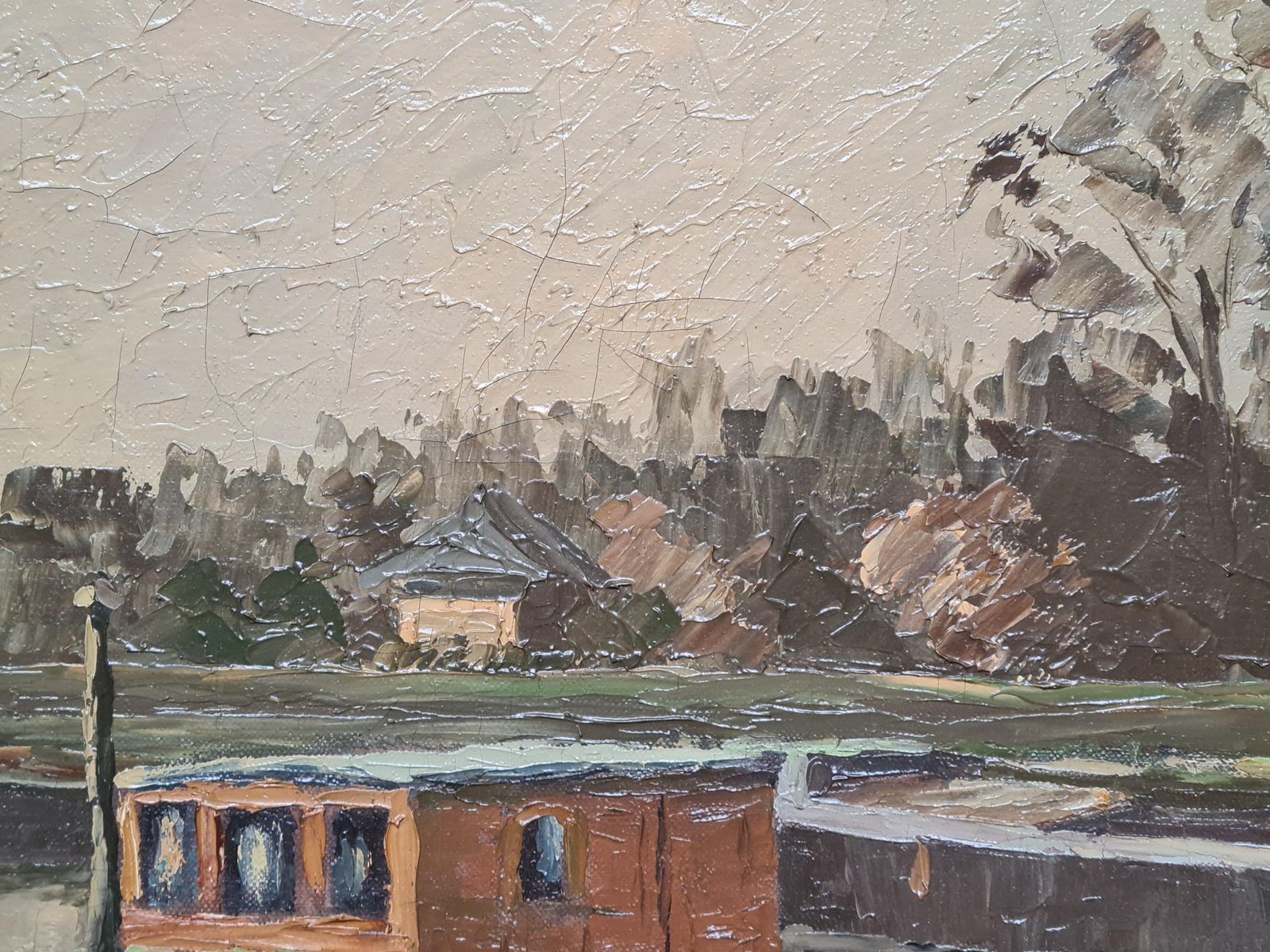 C Van Der Maaslarge Early 20th Century Dutch Oil On Canvas, The Houseboat On A Canal photo buy