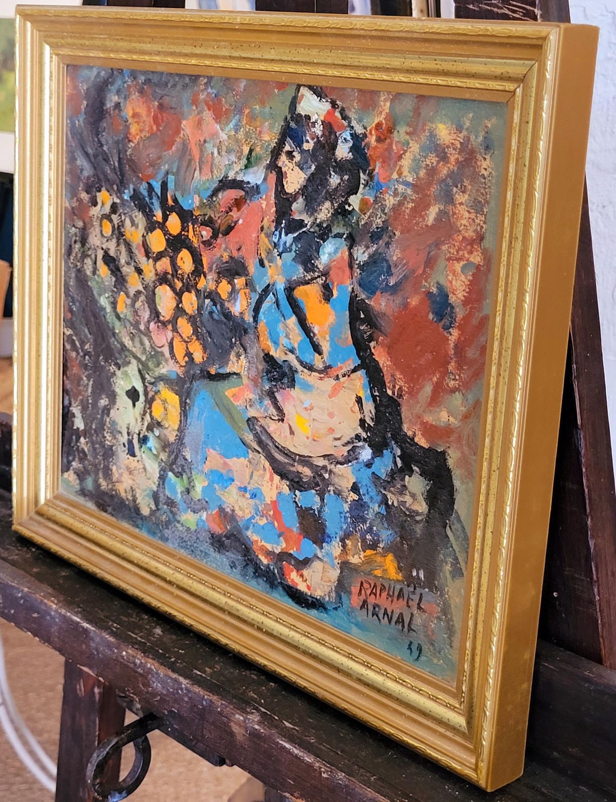 photo buy Raphaël Arnal Mid Century Abstract Expressionist Oil, 'La Vendeuse D'oranges'.1949