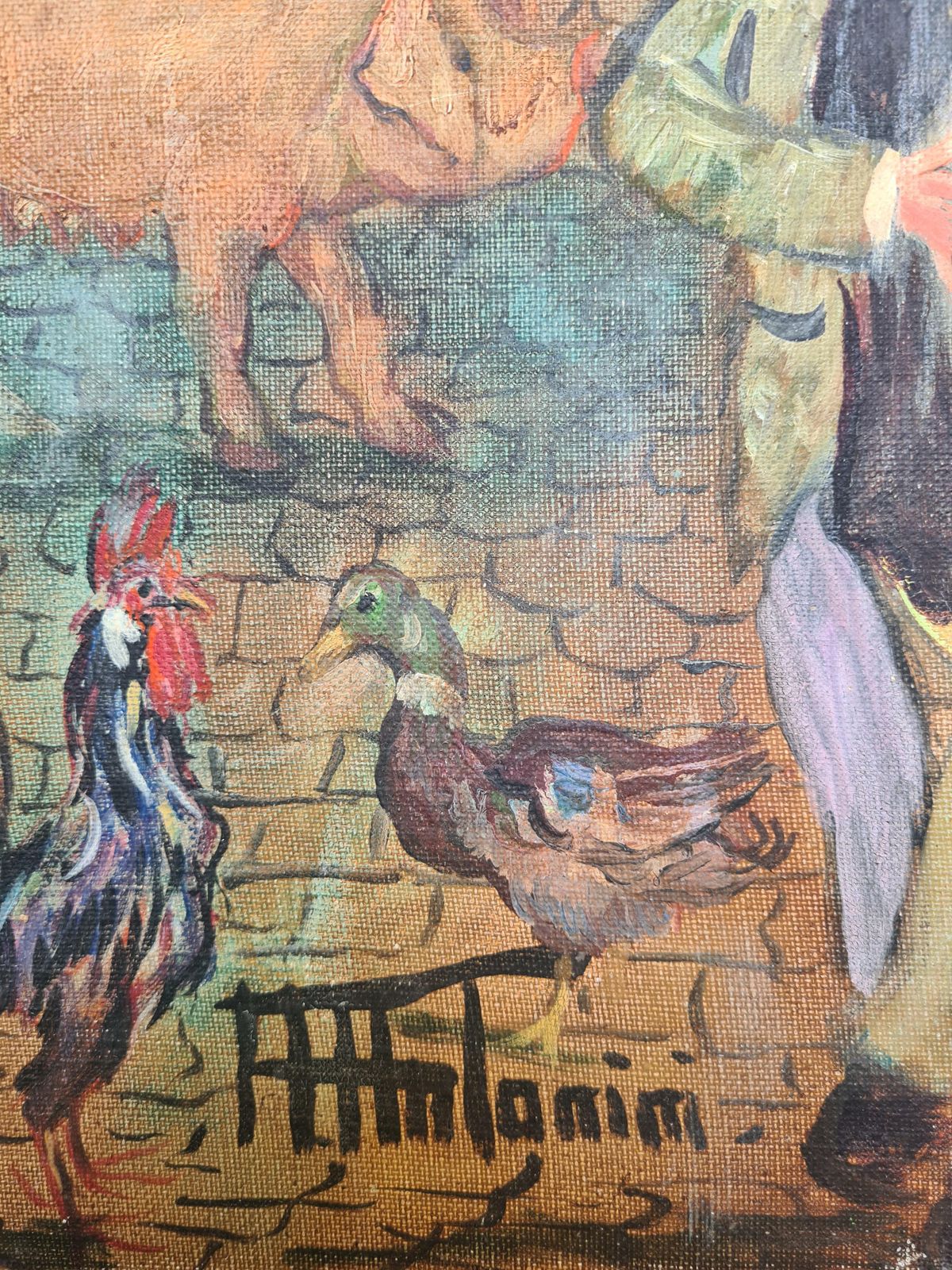 Tanimlarge Scale Early 20th Century Oil On Canvas, The Agriculture And Livestock Fair photo furniture