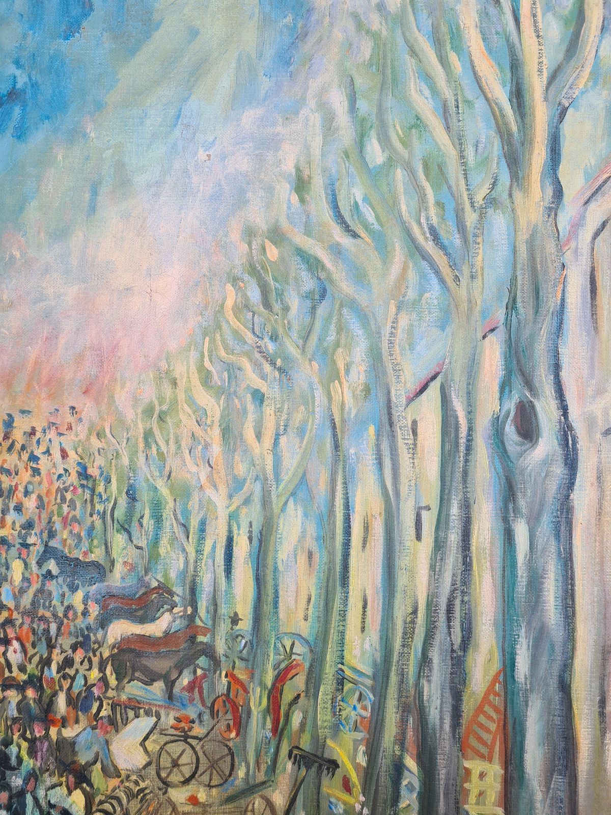 Tanimlarge Scale Early 20th Century Oil On Canvas, The Agriculture And Livestock Fair photo vintage