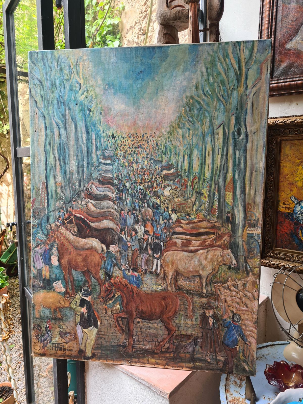 photo vinterior Tanimlarge Scale Early 20th Century Oil On Canvas, The Agriculture And Livestock Fair