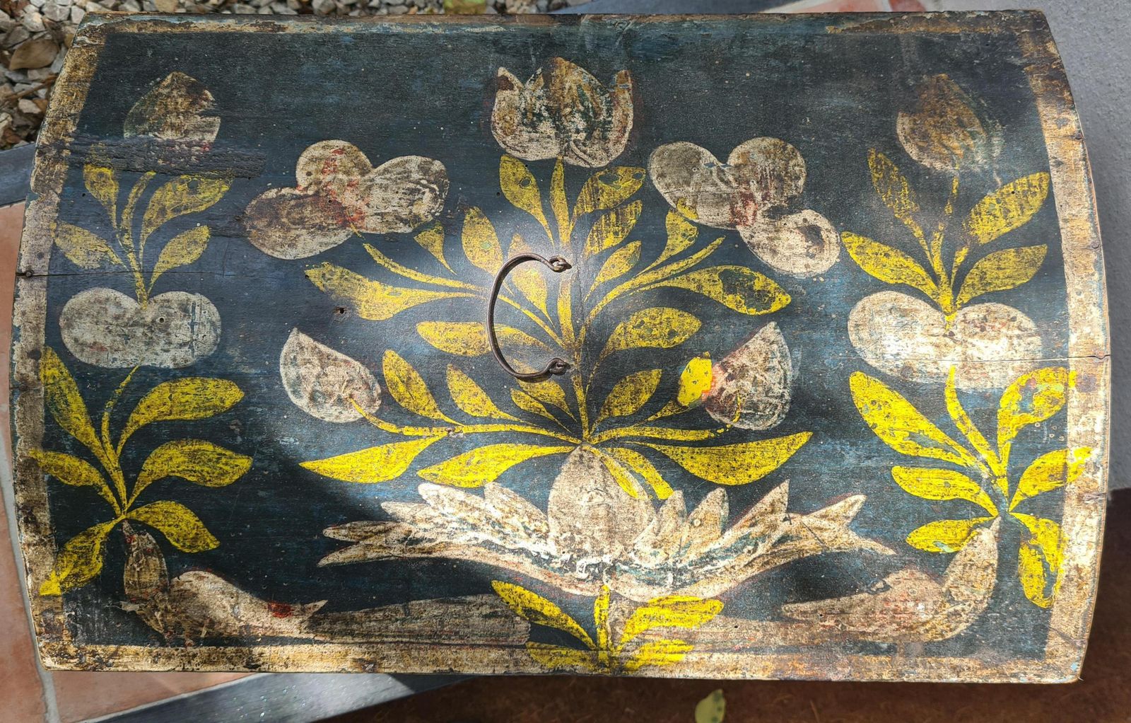 Unknowneuropean 19th Century Folk Art Painted Wooden Hope, Bridal Wedding Chest photo Home Decor