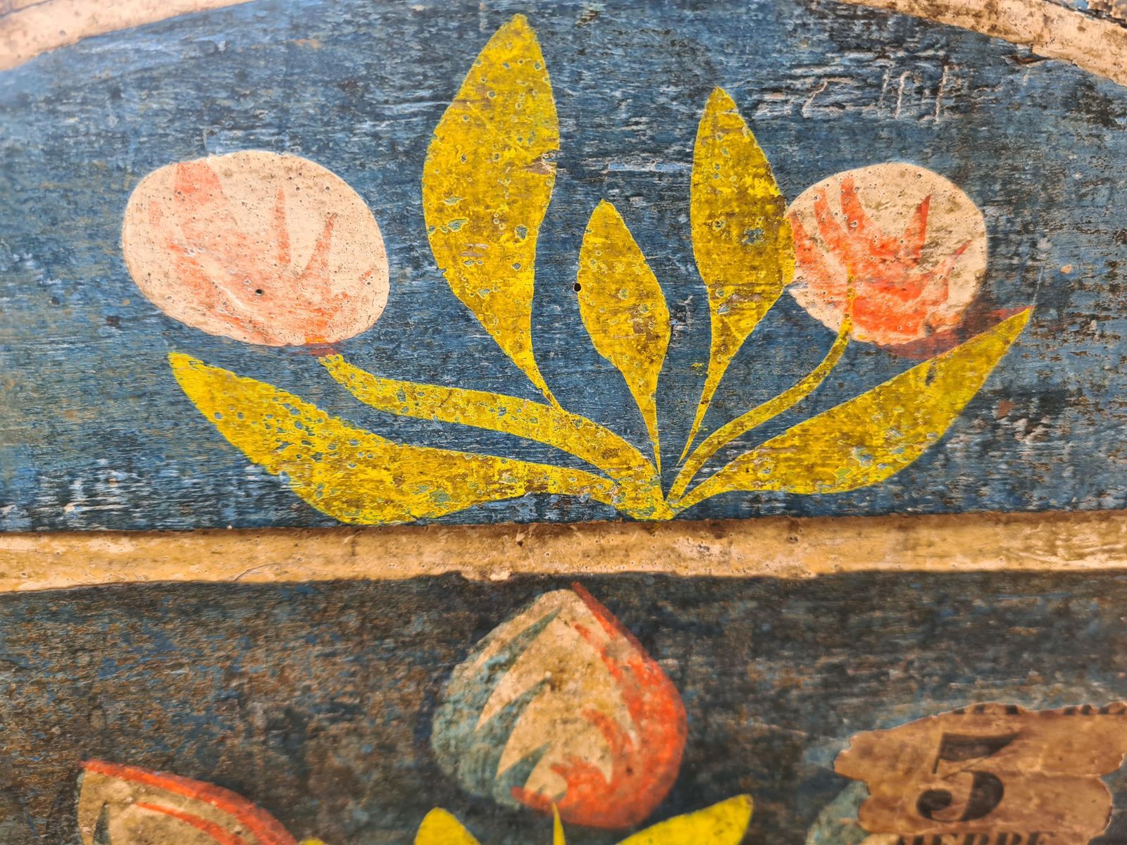 Unknowneuropean 19th Century Folk Art Painted Wooden Hope, Bridal Wedding Chest photo 1544.0