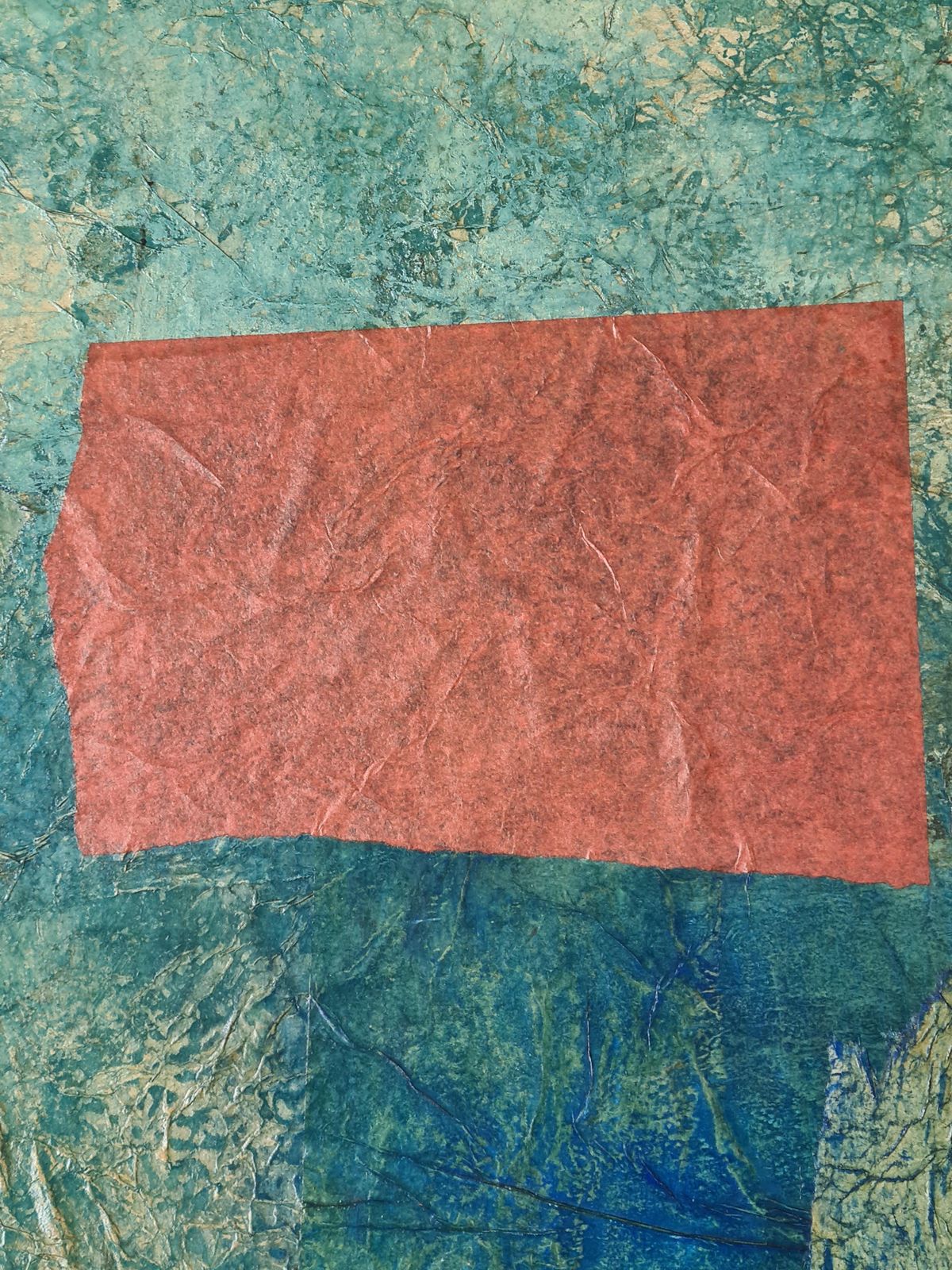 French Mixed Media Abstract Expressionist, 'Symphony In Blue And Red' From 1992 By Danièle Jaquillard photo Art