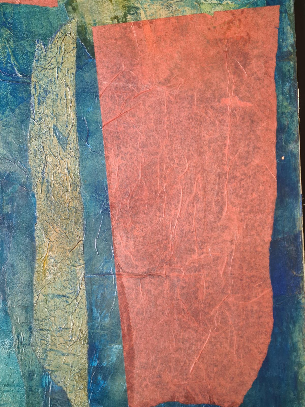 French Mixed Media Abstract Expressionist, 'Symphony In Blue And Red' From 1992 By Danièle Jaquillard photo vinterior