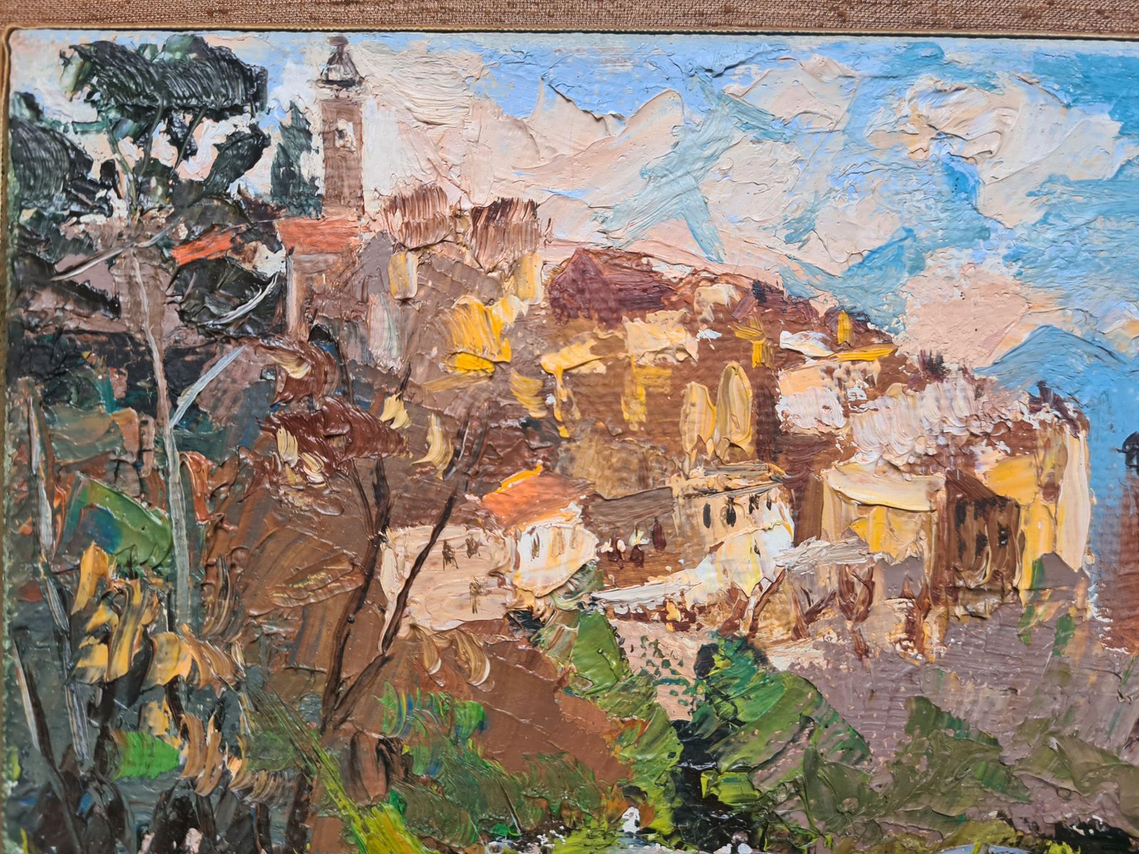 Saint Paul De Vence, Mid Century French Impressionist Oil On Canvas, The Village Perché, By Jules Gustave Lempereur photo Art