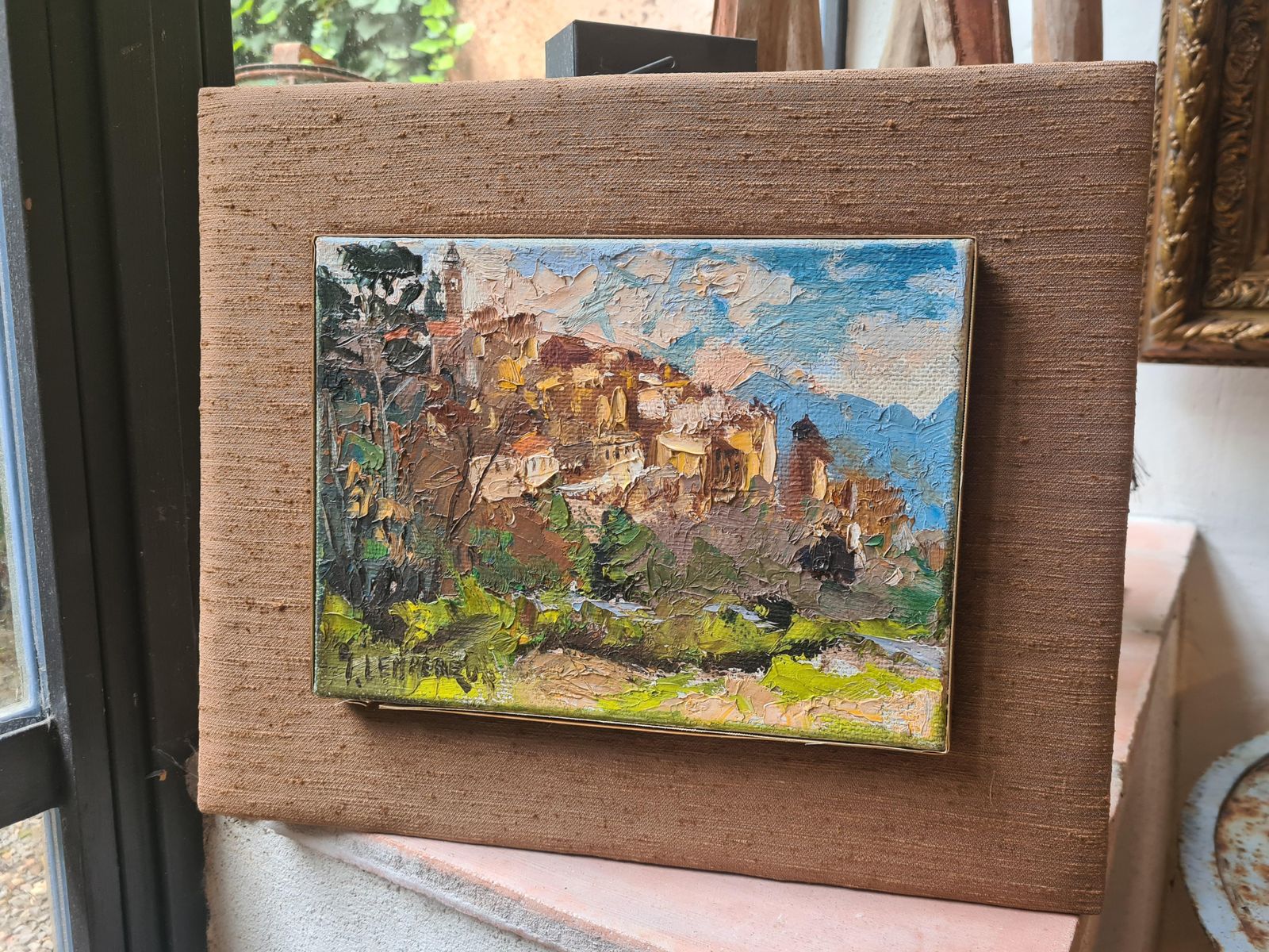 Art Saint Paul De Vence, Mid Century French Impressionist Oil On Canvas, The Village Perché, By Jules Gustave Lempereur photo