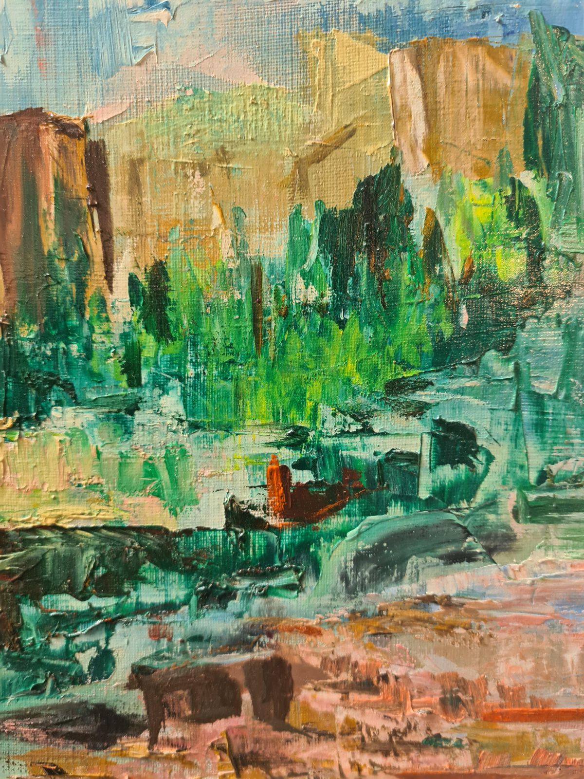 Gisele Grant Gapailmid Century French Expressionist Oil On Canvas, Vers La Durance1974 photo 689.0