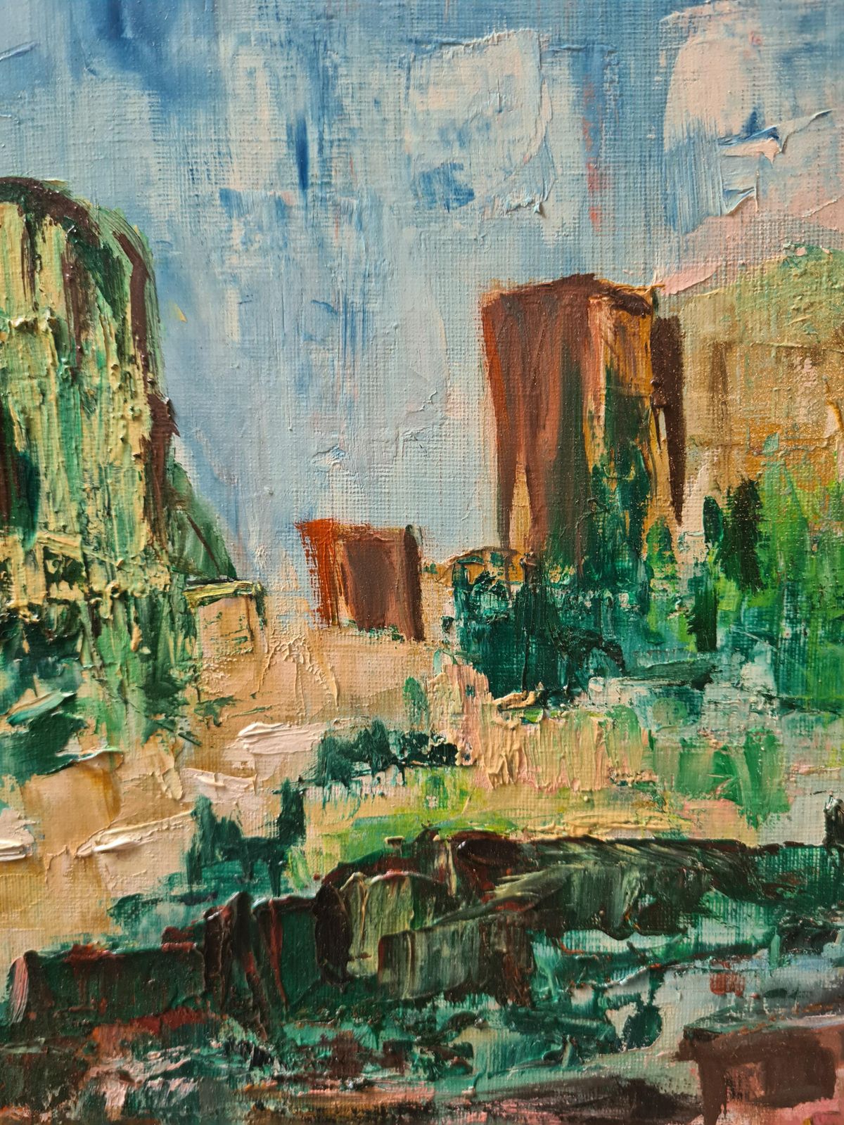 Gisele Grant Gapailmid Century French Expressionist Oil On Canvas, Vers La Durance1974 photo vinterior
