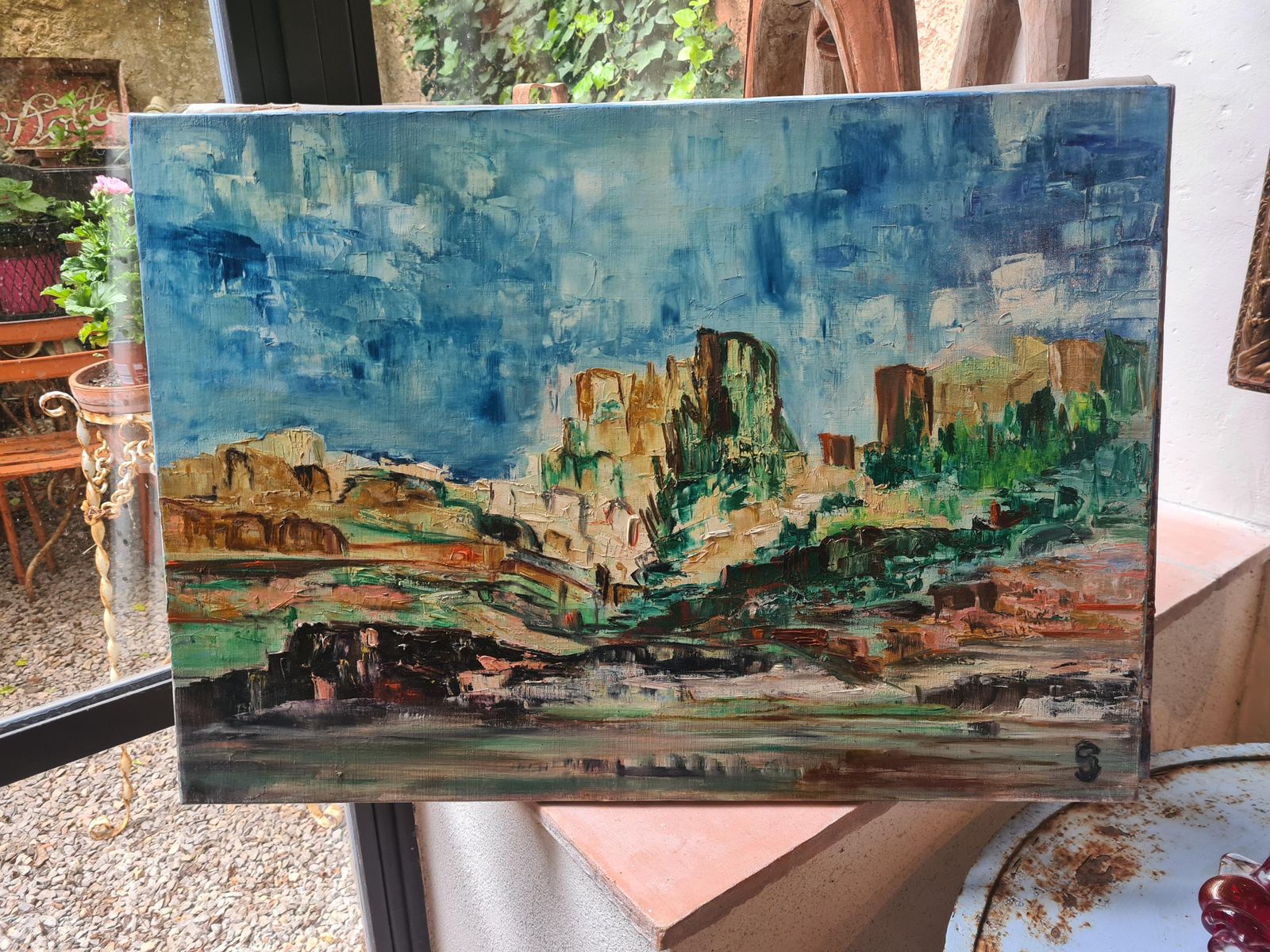 Gisele Grant Gapailmid Century French Expressionist Oil On Canvas, Vers La Durance1974 photo vintage