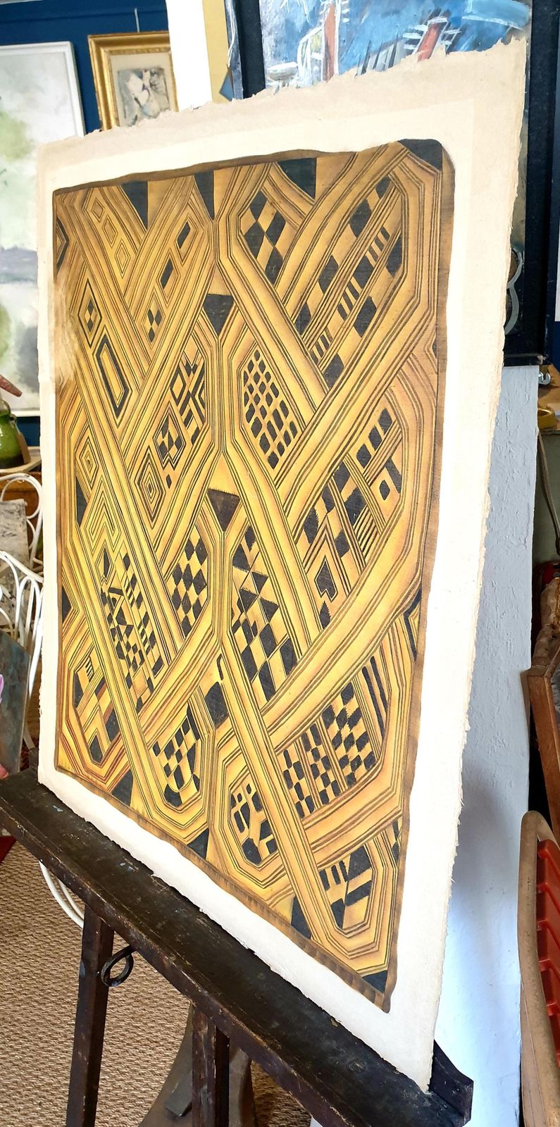 photo vinterior La Roche Laffitte, Painting Of An Antique Caucasian 'Kuba' Tribal Item, Watercolour On Silk