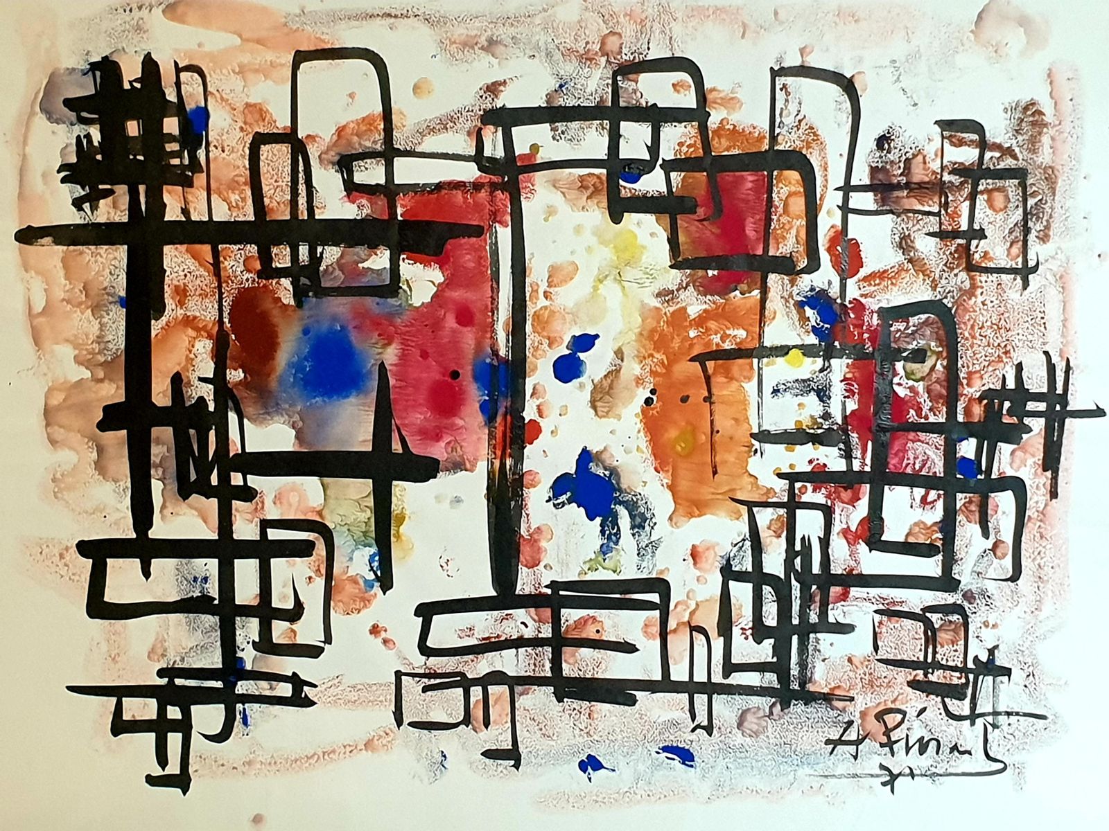 Abstract Expressionist Belgian Gouache On Paper, 1970s By André Pierard photo furniture