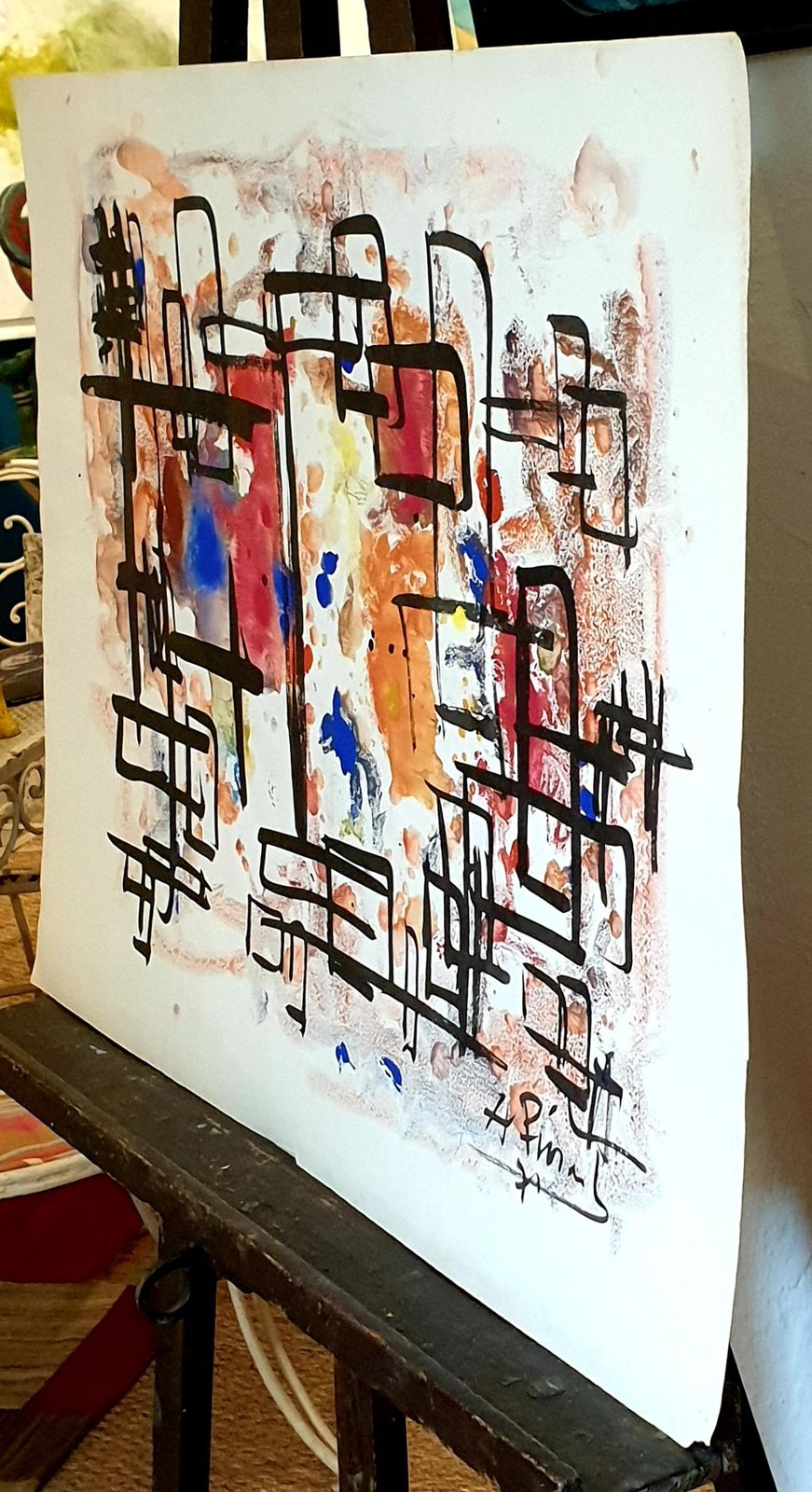 499.0 Abstract Expressionist Belgian Gouache On Paper, 1970s By André Pierard photo