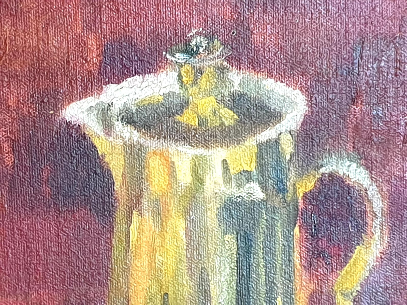 photo furniture Colourful French Still Life, Fruit And Coffee Pot. Oil On Board From 1979 By Bill Brown