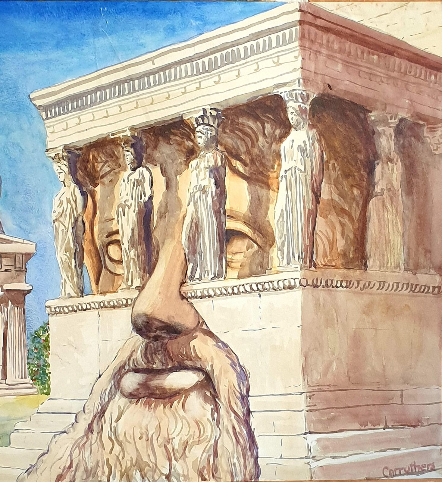 Derek Carruthers Surrealist Watercolour/Gouache On Paper. 'The Birth Of Sculpture''1986 photo furniture