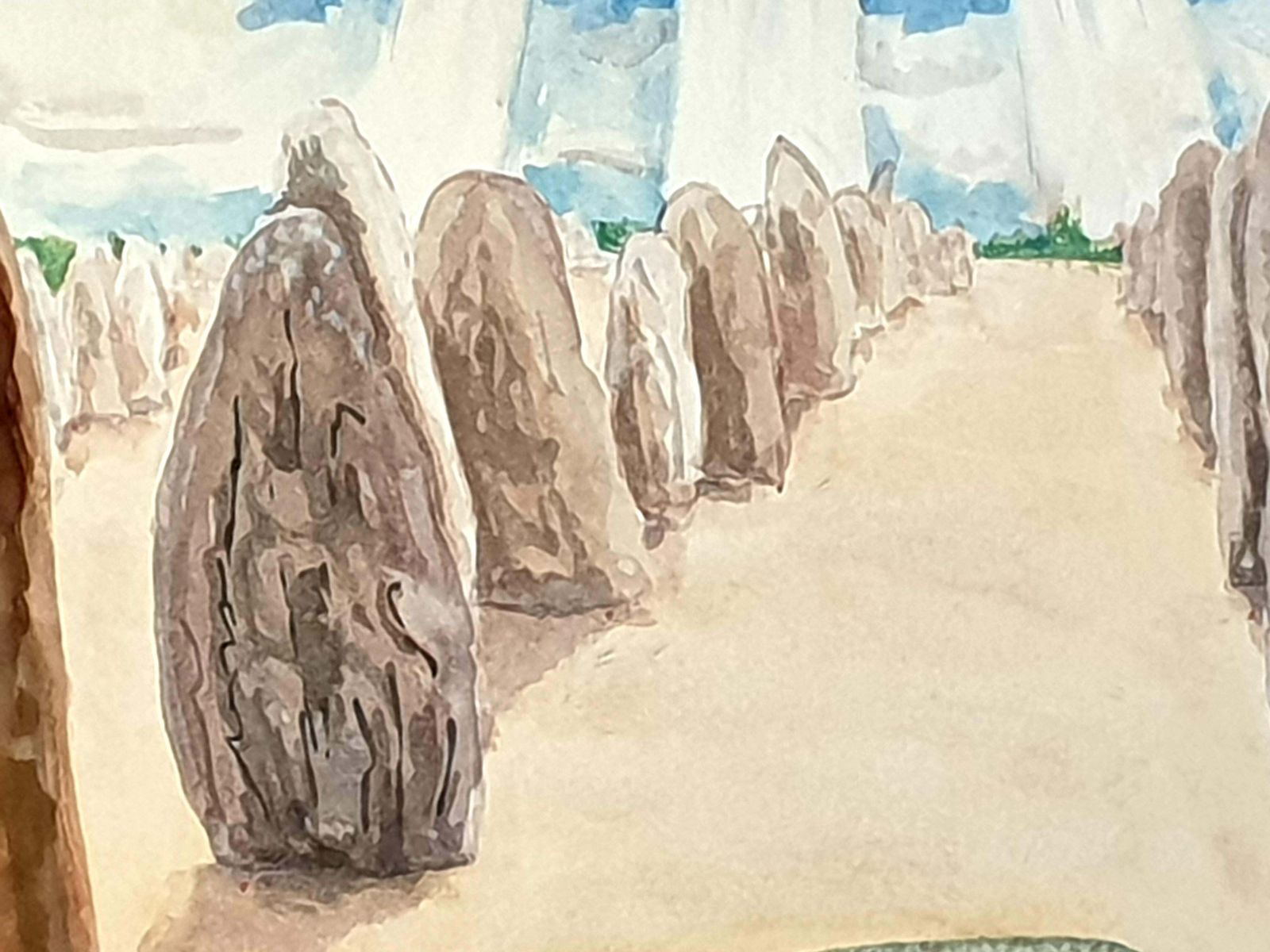 Derek Carruthers Late 20th Century Surrealist Gouache On Paper. 'Stones'.1985 photo buy