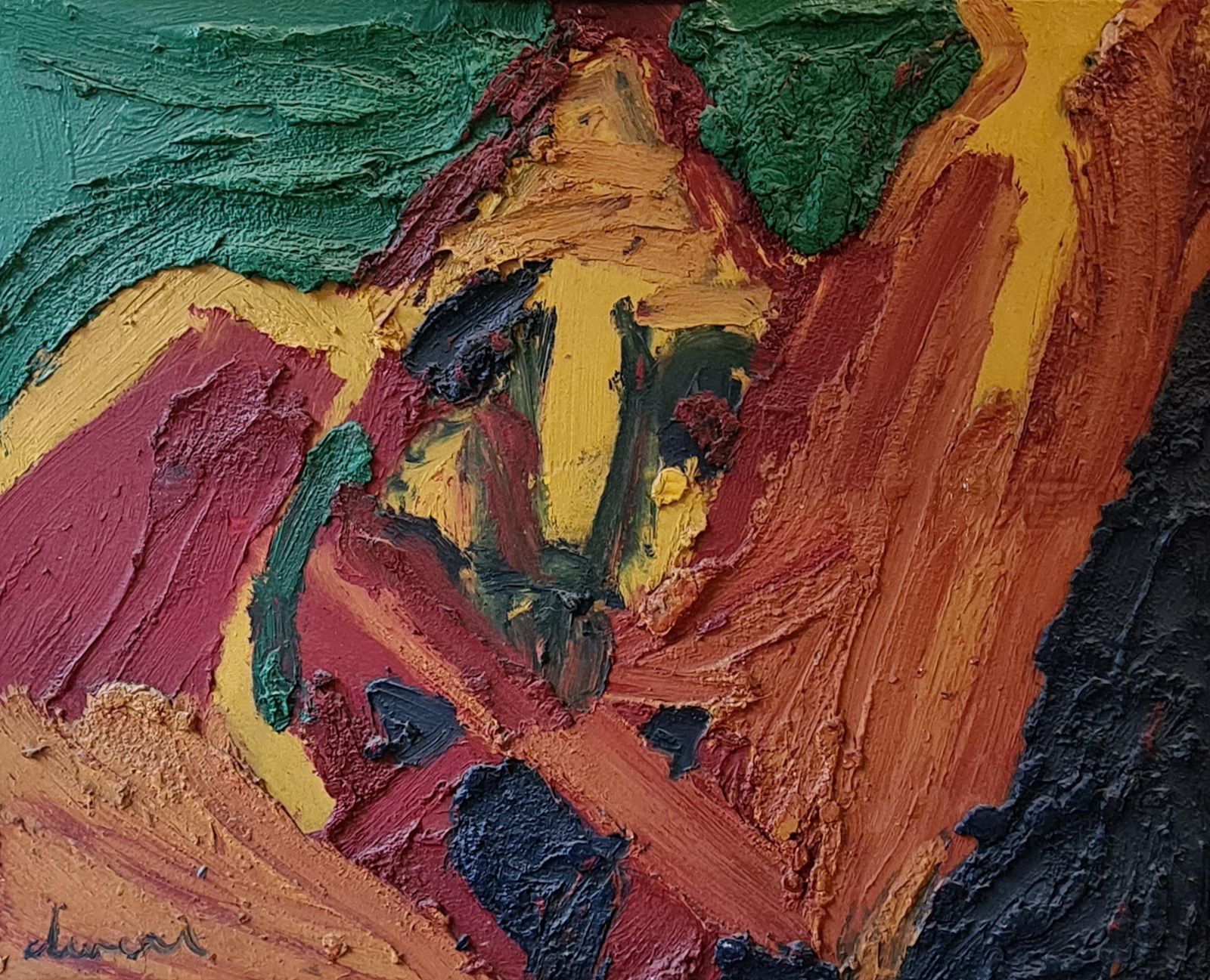 photo furniture Abstract Expressionist, Large Oil On Canvas, Le Pèlerin From 1990 By Bernard Duvert