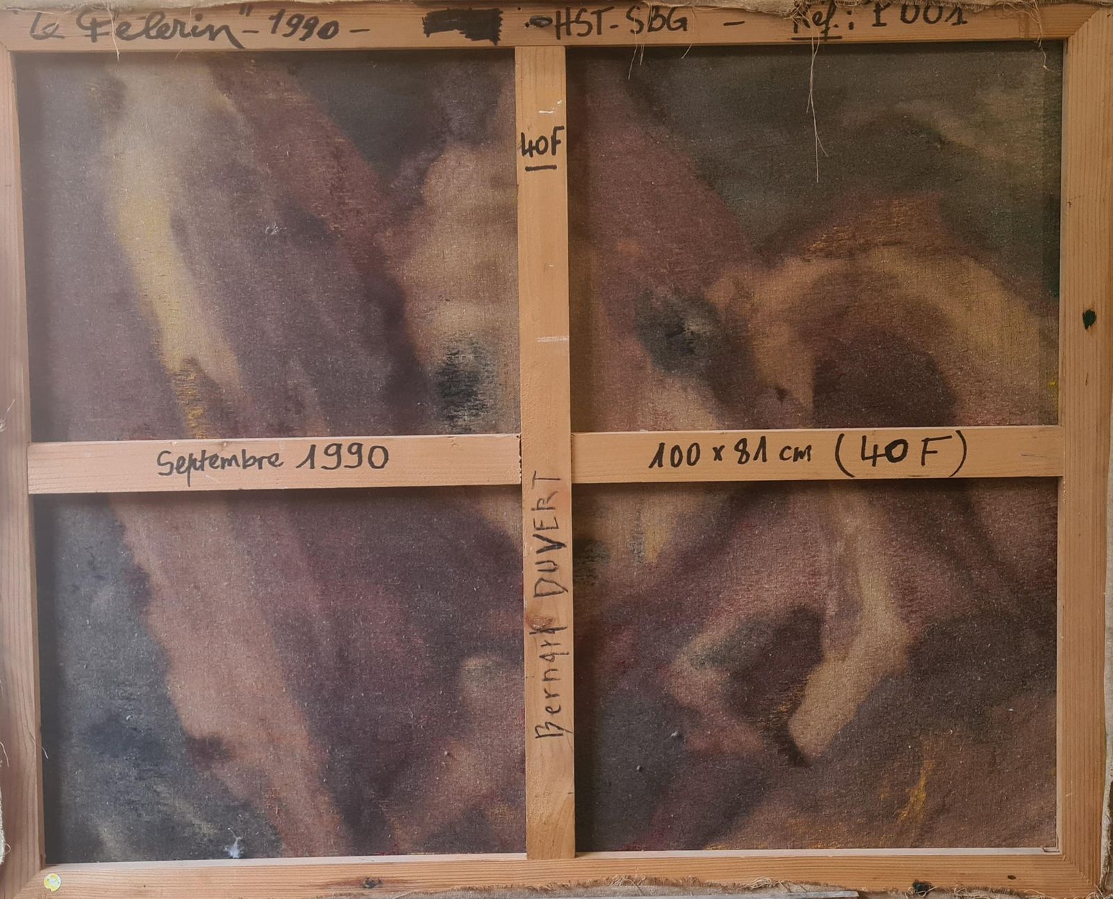 Art Abstract Expressionist, Large Oil On Canvas, Le Pèlerin From 1990 By Bernard Duvert photo