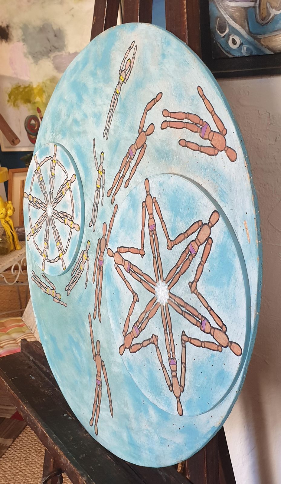 Derek Carruthers 3 Dimensional Sculptural Surrealist Acrylic On Board. 'Swimfest'. photo buy