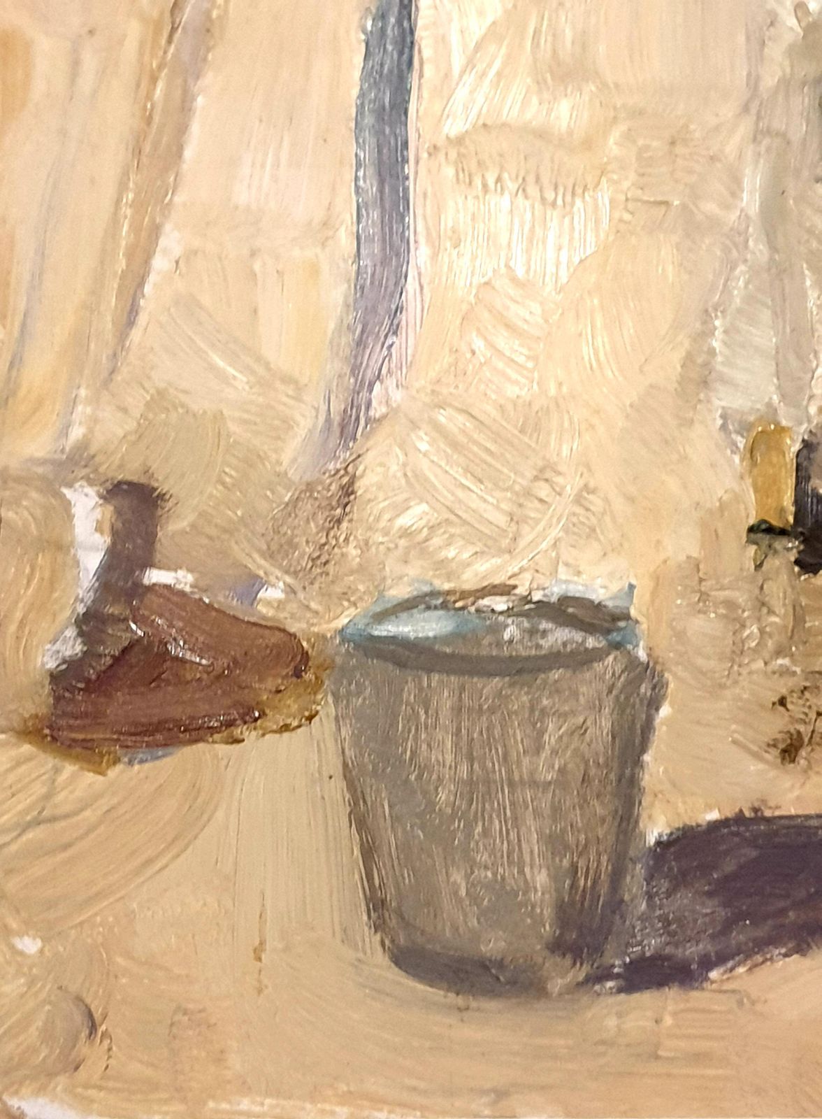 Realist Portrait, Mid Century Oil On Card, The Babushka. Oil. (1963) photo vinterior