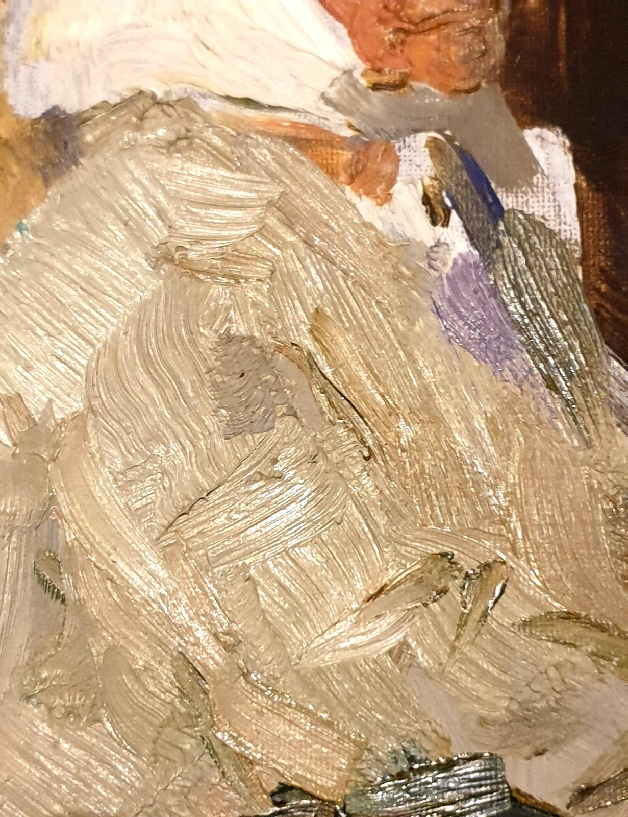 photo vinterior Realist Portrait, Mid Century Oil On Card, The Babushka. Oil. (1963)