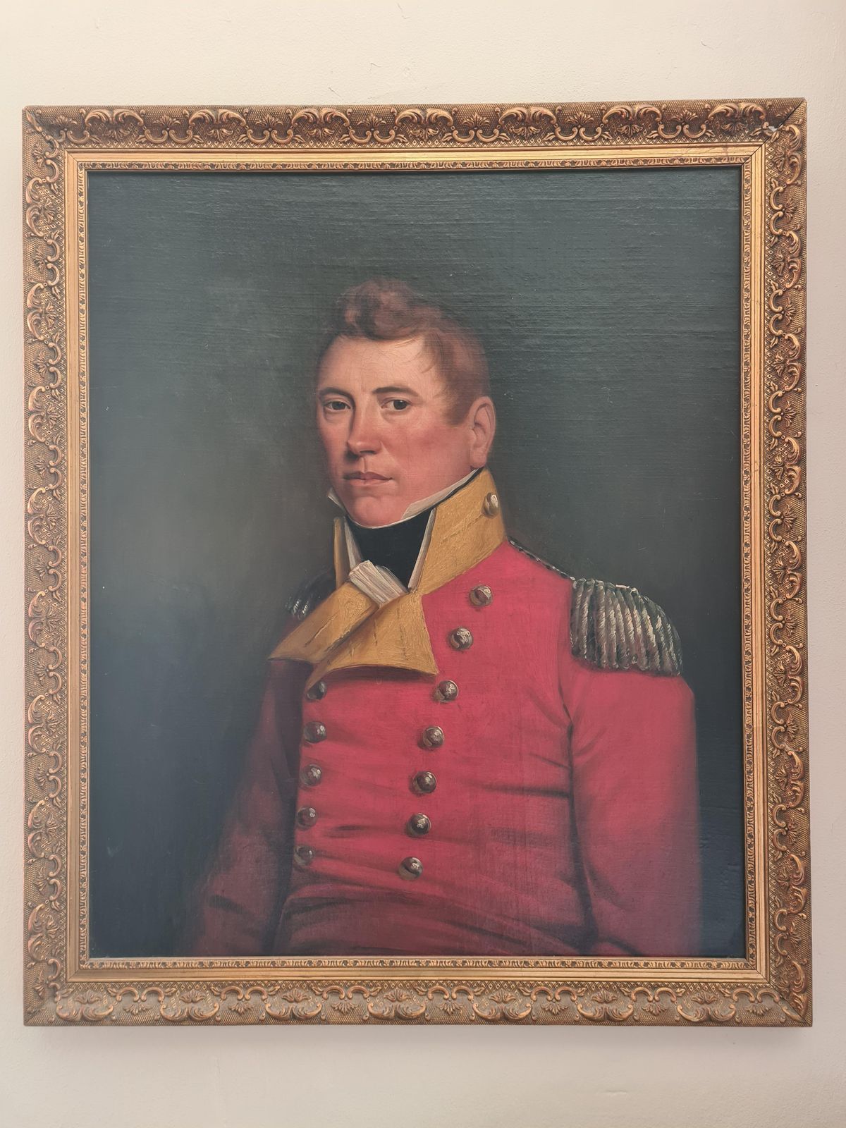 Art 18th Century Oil On Canvas Portrait, Major Alexander Brown In Military Uniform. (1799) photo