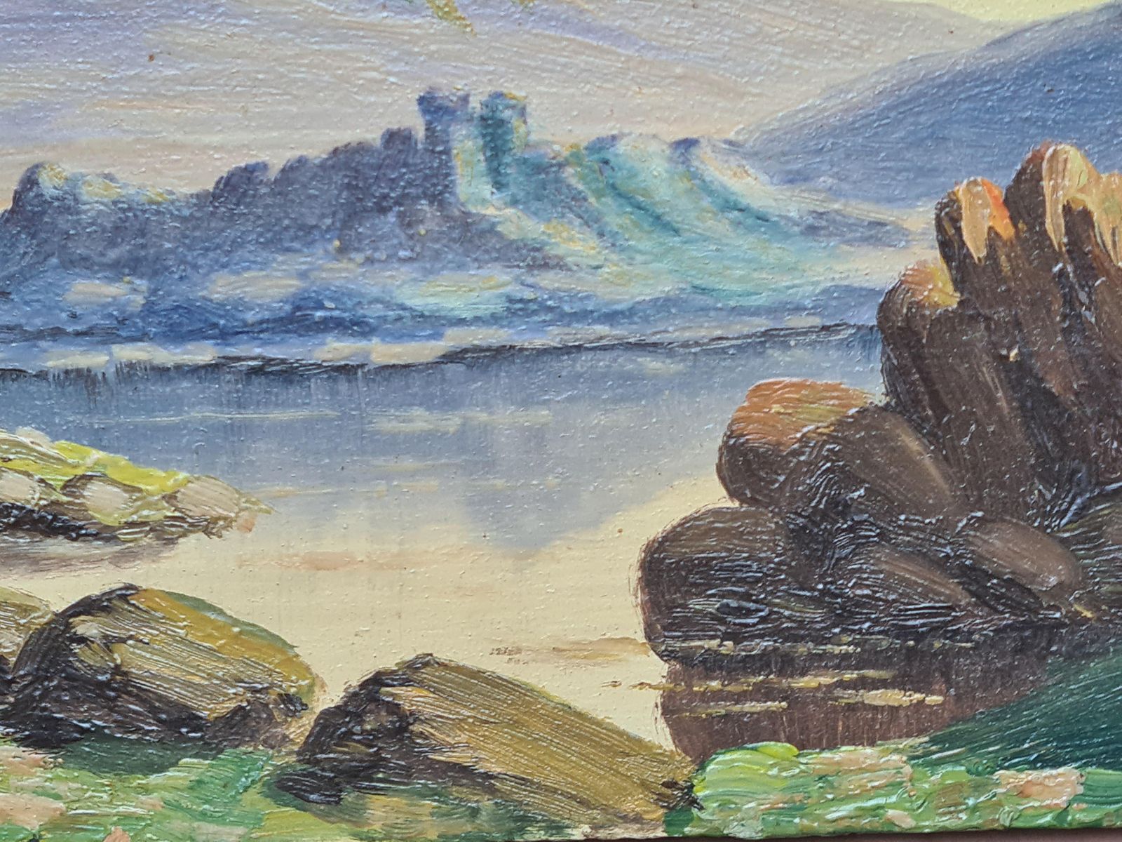 Boggio, Barbizon School Lakeside Landscape With Castle. Oil On Board. photo vinterior