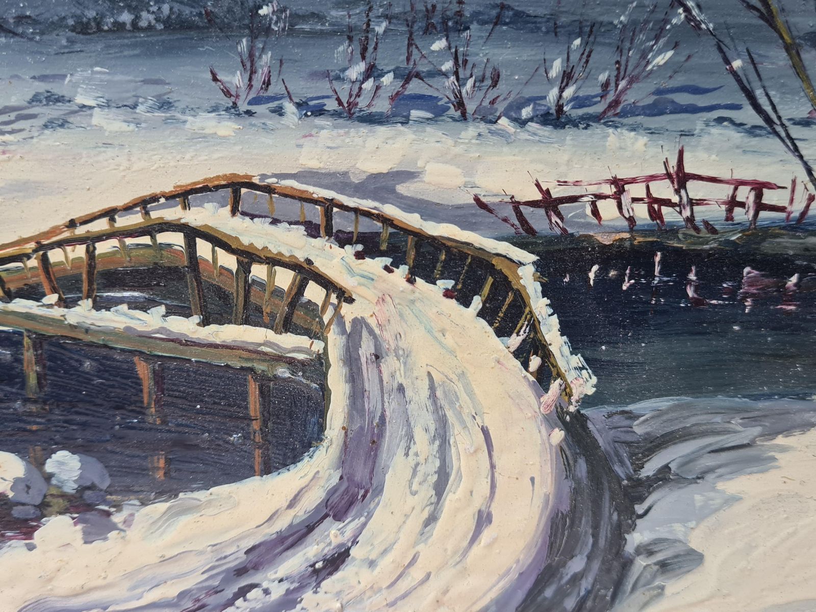 Boggioa Christmas Winter Wonderland, Barbizon School Snowscape. photo for sale