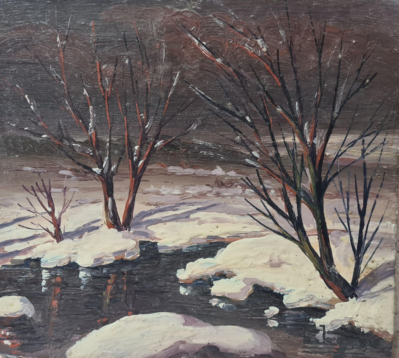 Boggio, A Winter Wonderland, Barbizon School Snowscape.