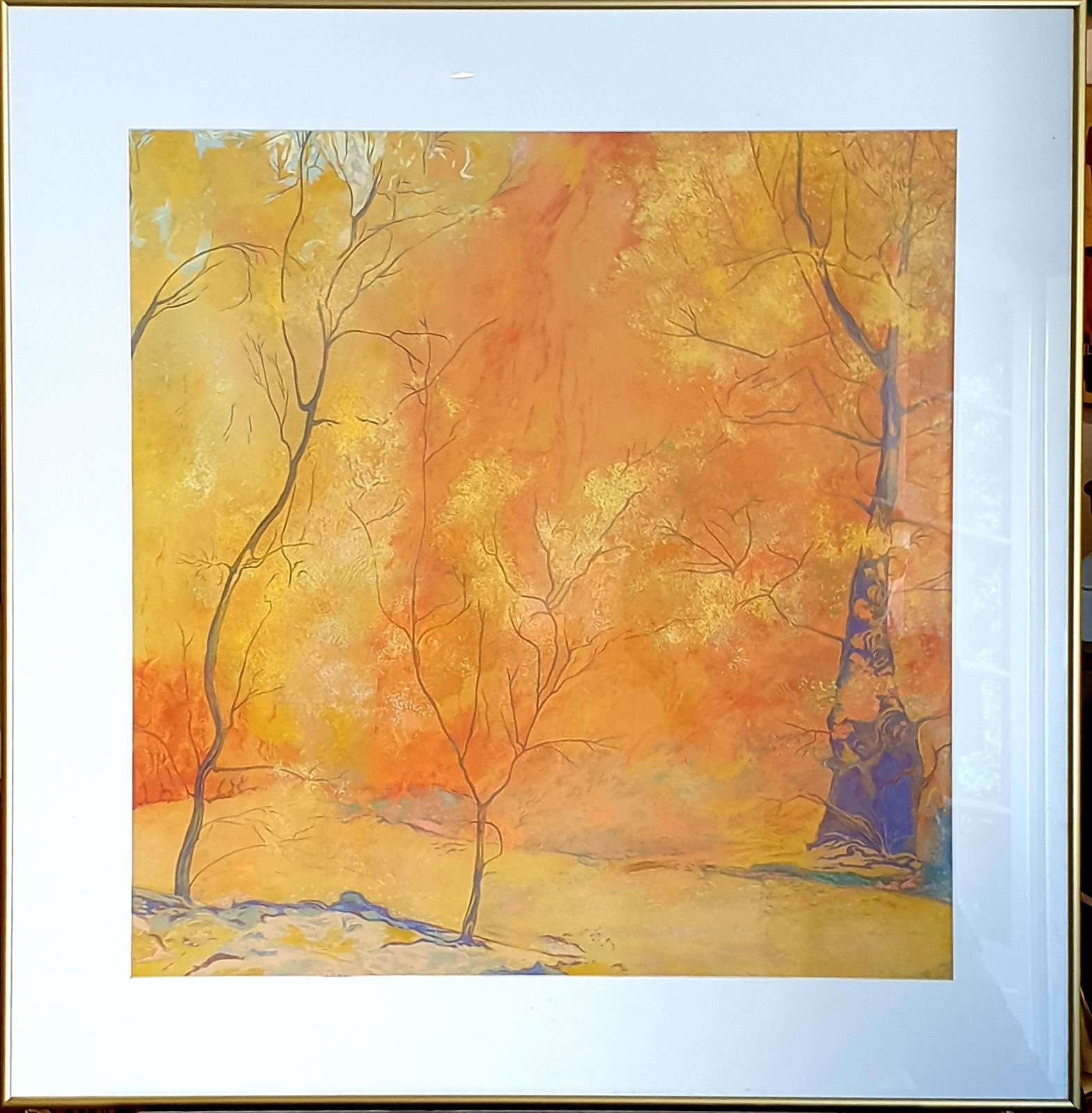 Francis Besson 'Forest In The Fall', Contemporary Impressionist Pastel, Homage To Gustave Klimt2018 photo furniture