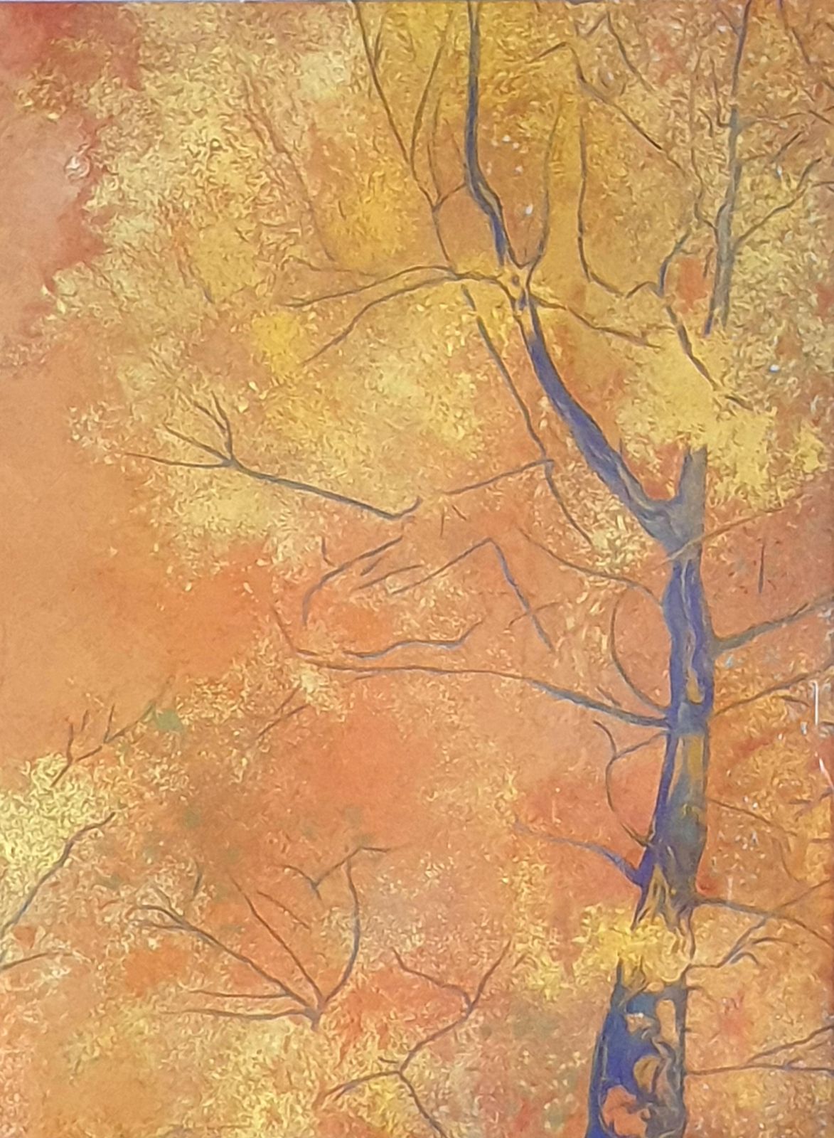 Francis Besson 'Forest In The Fall', Contemporary Impressionist Pastel, Homage To Gustave Klimt2018 photo Art