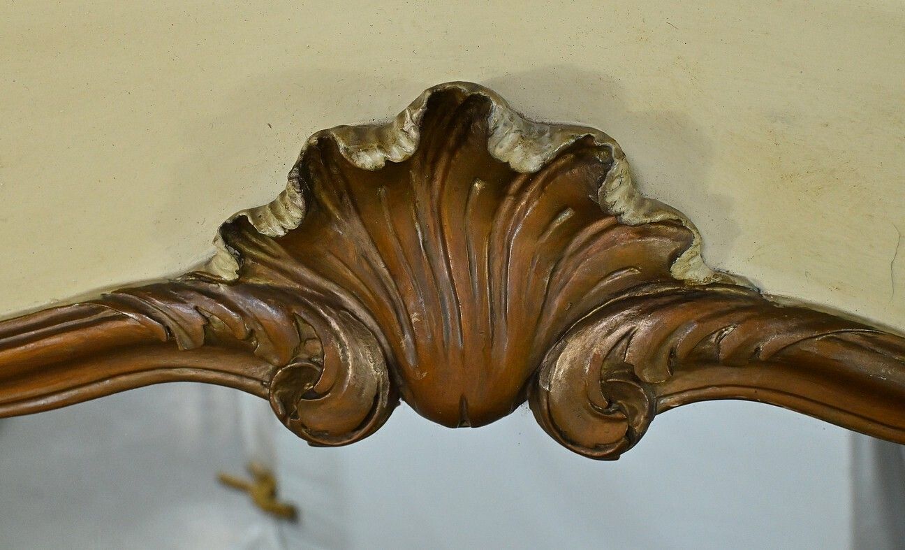 Home Decor Painted Wooden Trumeau Mirror, Louis XV Style – Late 19th Century photo