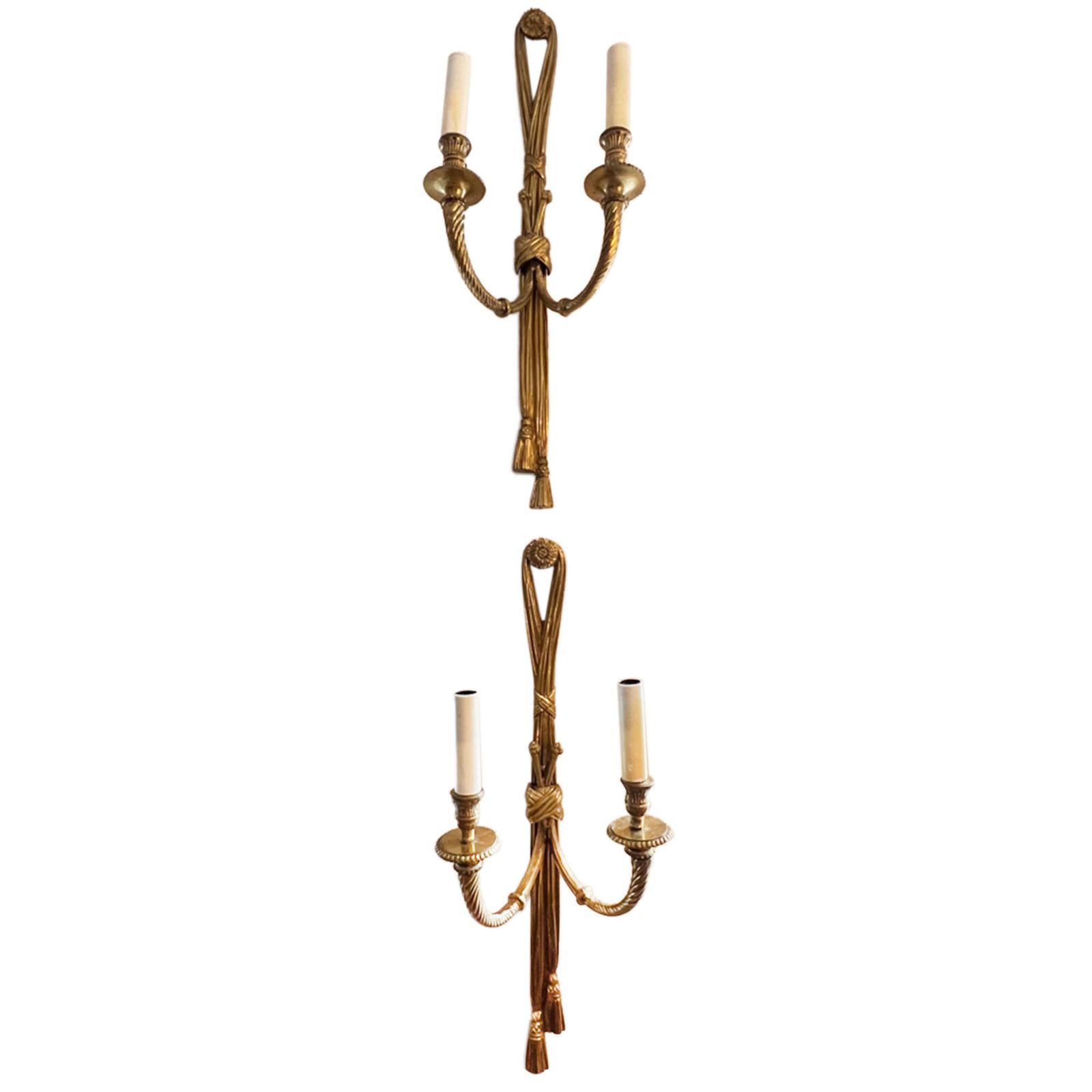 Pair Of Large Gilt Metal French Neoclassic Wall Sconces photo furniture