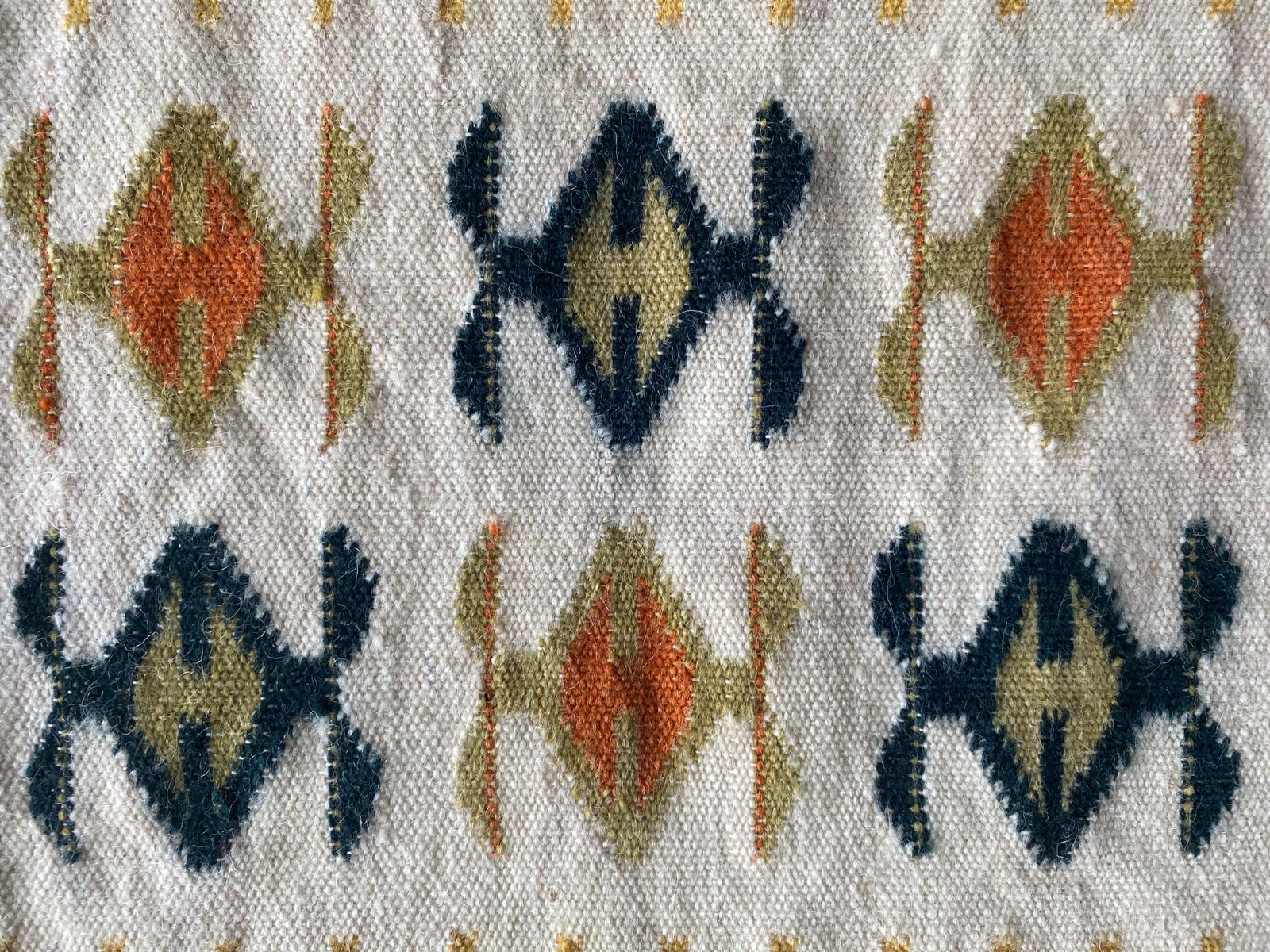 photo furniture Handmade Yellow And Cream White Flat Weave Tapestry, Vlasti, Greece, 1960 70s