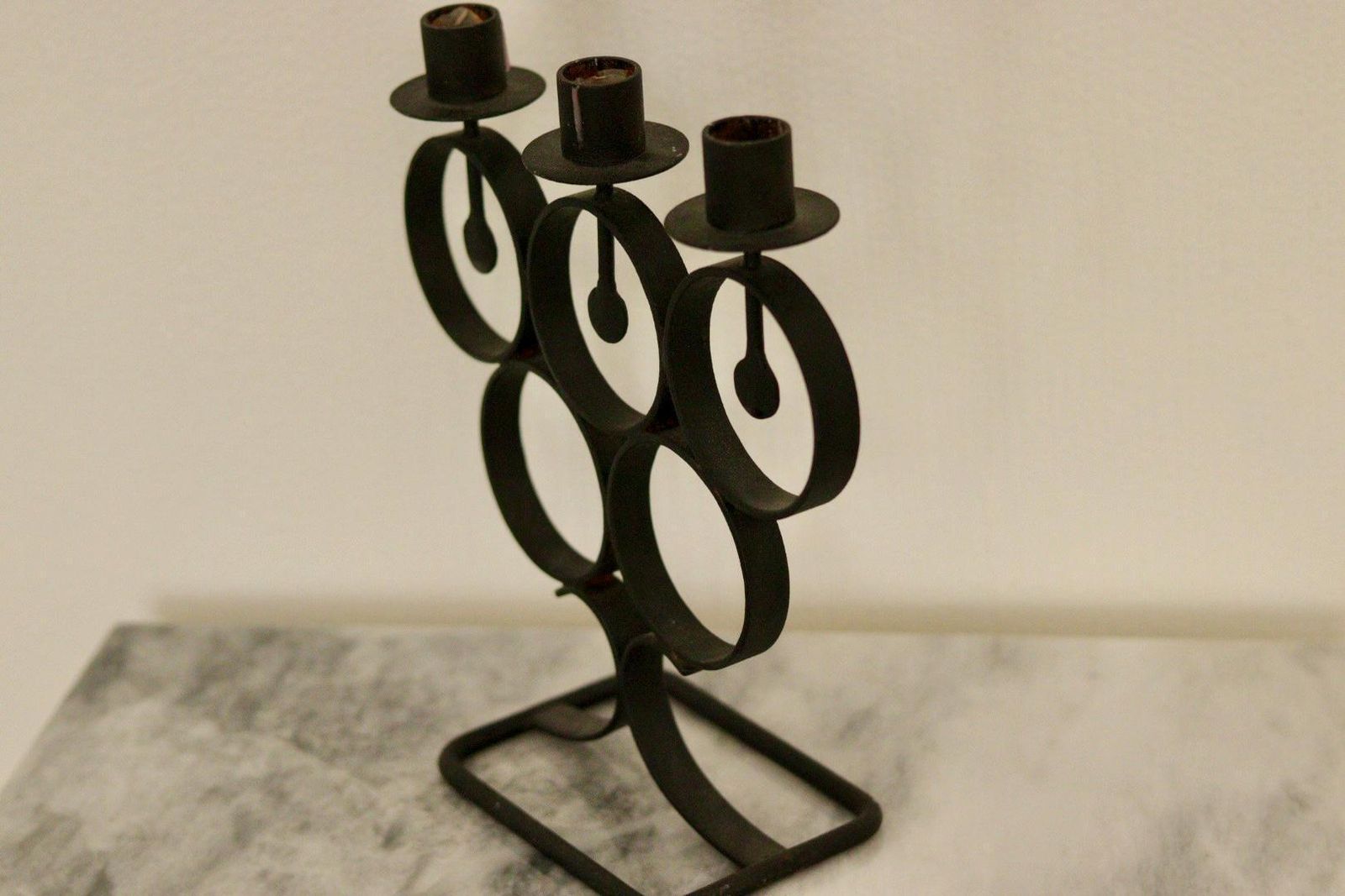 Vintage Metal Candelabra With Black Coating photo vintage