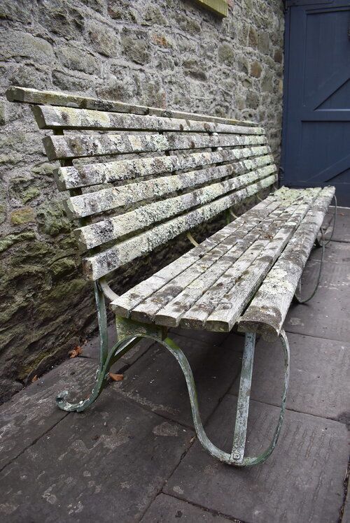 Victorian Iron & Teak Long Garden Bench photo for sale