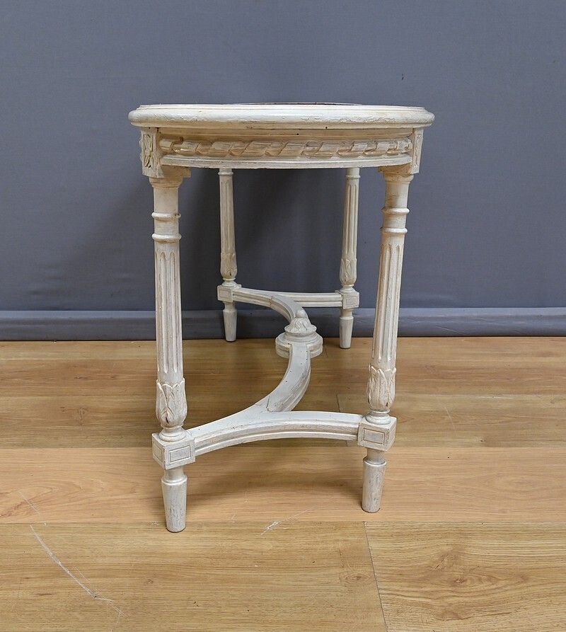 photo vinterior Painted Wooden Piano Bench, Louis XVI Style – Late 19th Century