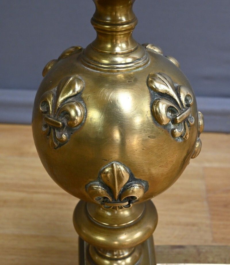 Pair Of Gilt Bronze Andirons – Part 1 Of The 19th Century photo vintage