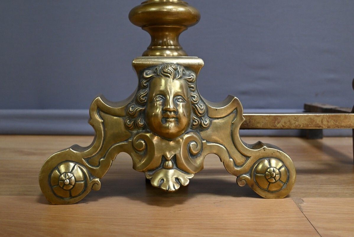 photo for sale Pair Of Gilt Bronze Andirons – Part 1 Of The 19th Century