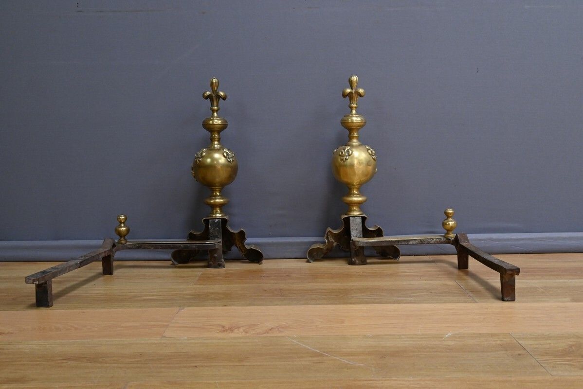 photo buy Pair Of Gilt Bronze Andirons – Part 1 Of The 19th Century