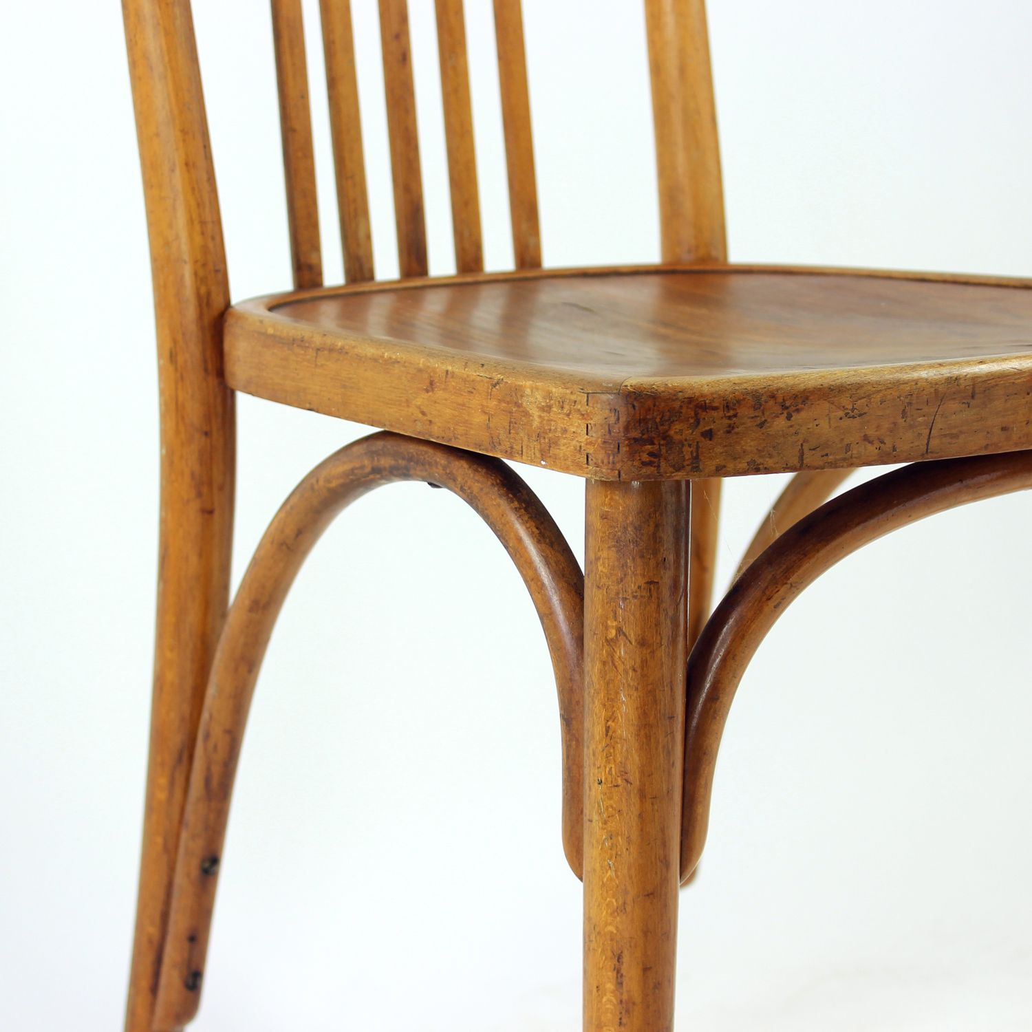 Vintage Thonet Bentwood Oak Chair With Original Label, Czechoslovakia, 1920s photo vintage