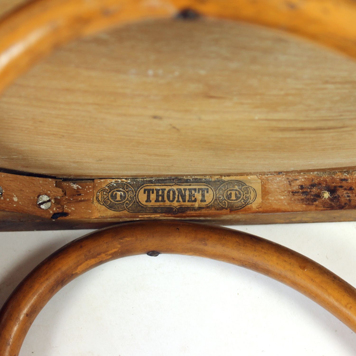 photo for sale Vintage Thonet Bentwood Oak Chair With Original Label, Czechoslovakia, 1920s