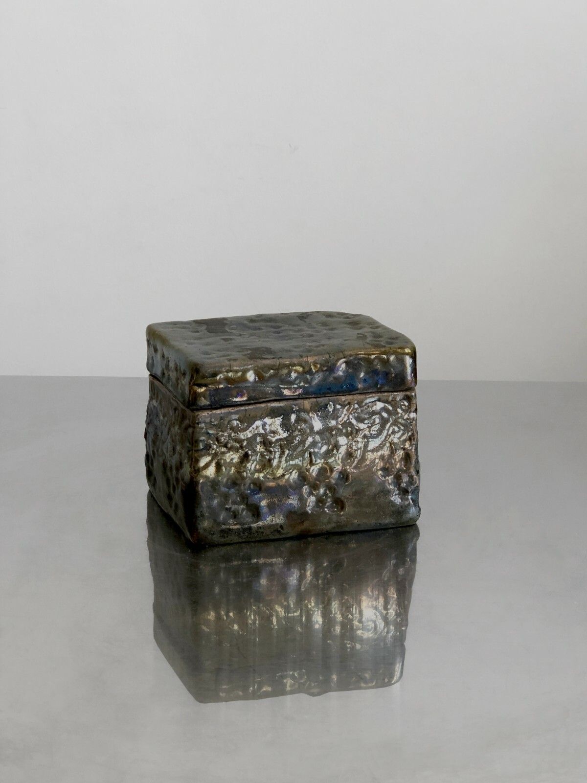 1990 Iriseed Art Deco Ceramic Box Raku Shabby Chic Garouste Bonetti Belliard