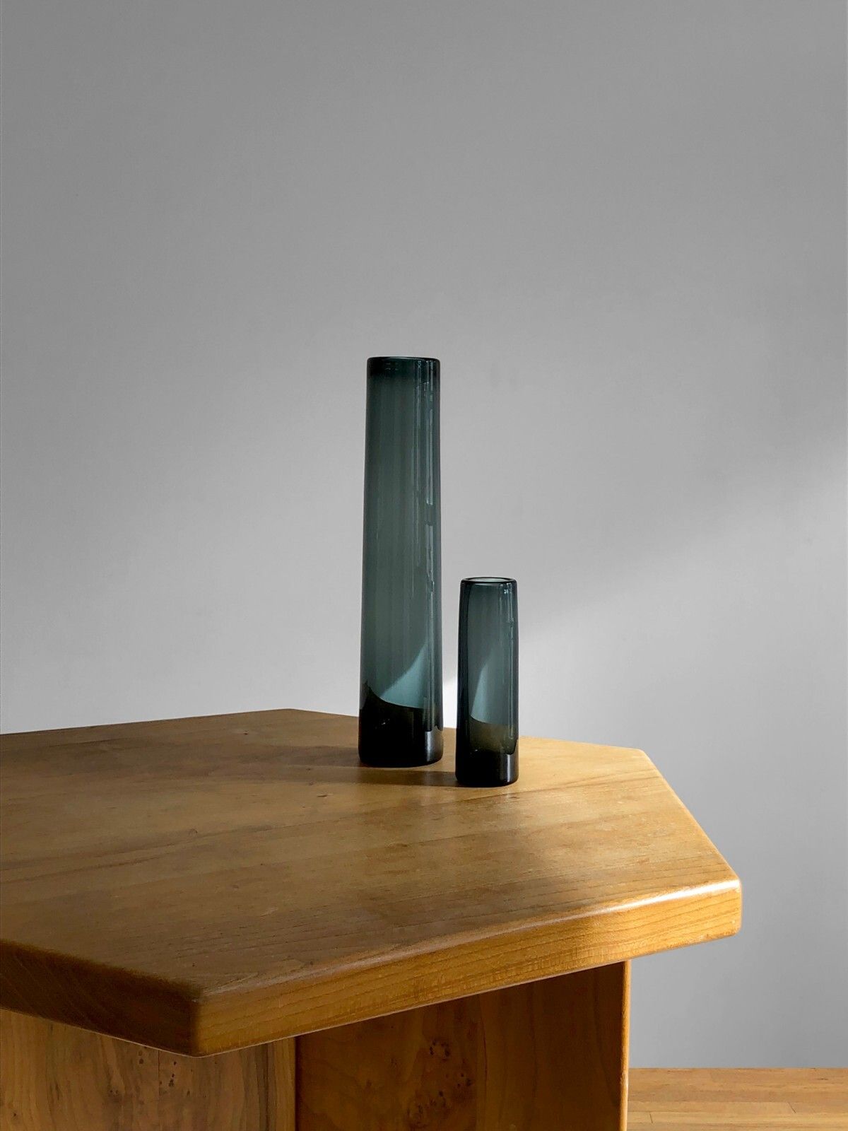 1960 Holmegaard 2 Scandinavian Glass Vases Free Form Modernist Murano Venini