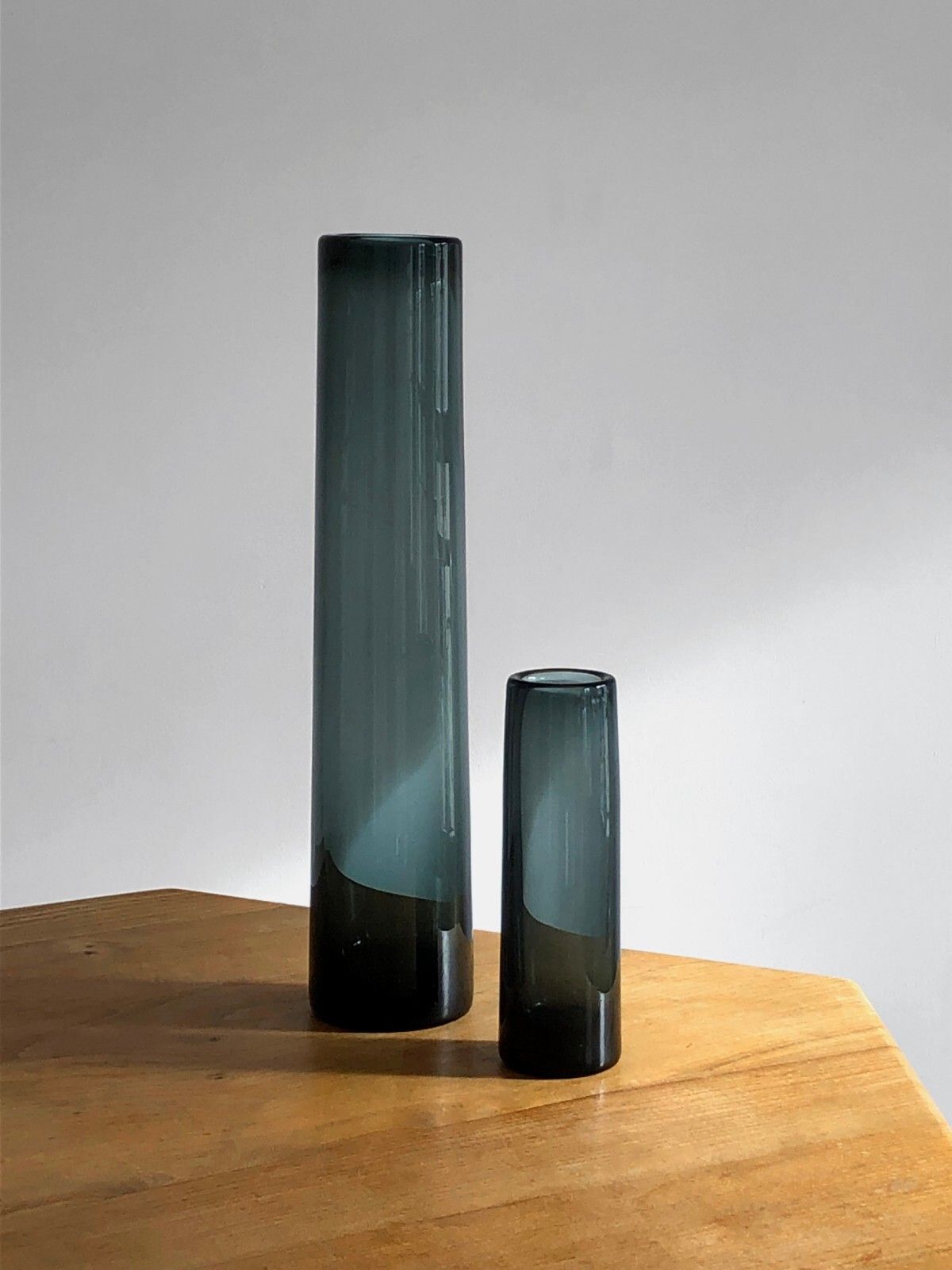1960 Holmegaard 2 Scandinavian Glass Vases Free Form Modernist Murano Venini photo buy