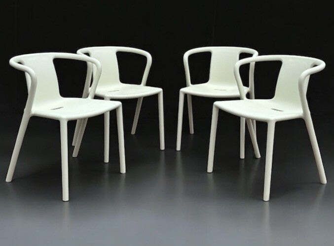 4 White Air Armchair Designer Chairs By Magis, Designed By Jasper Morrison